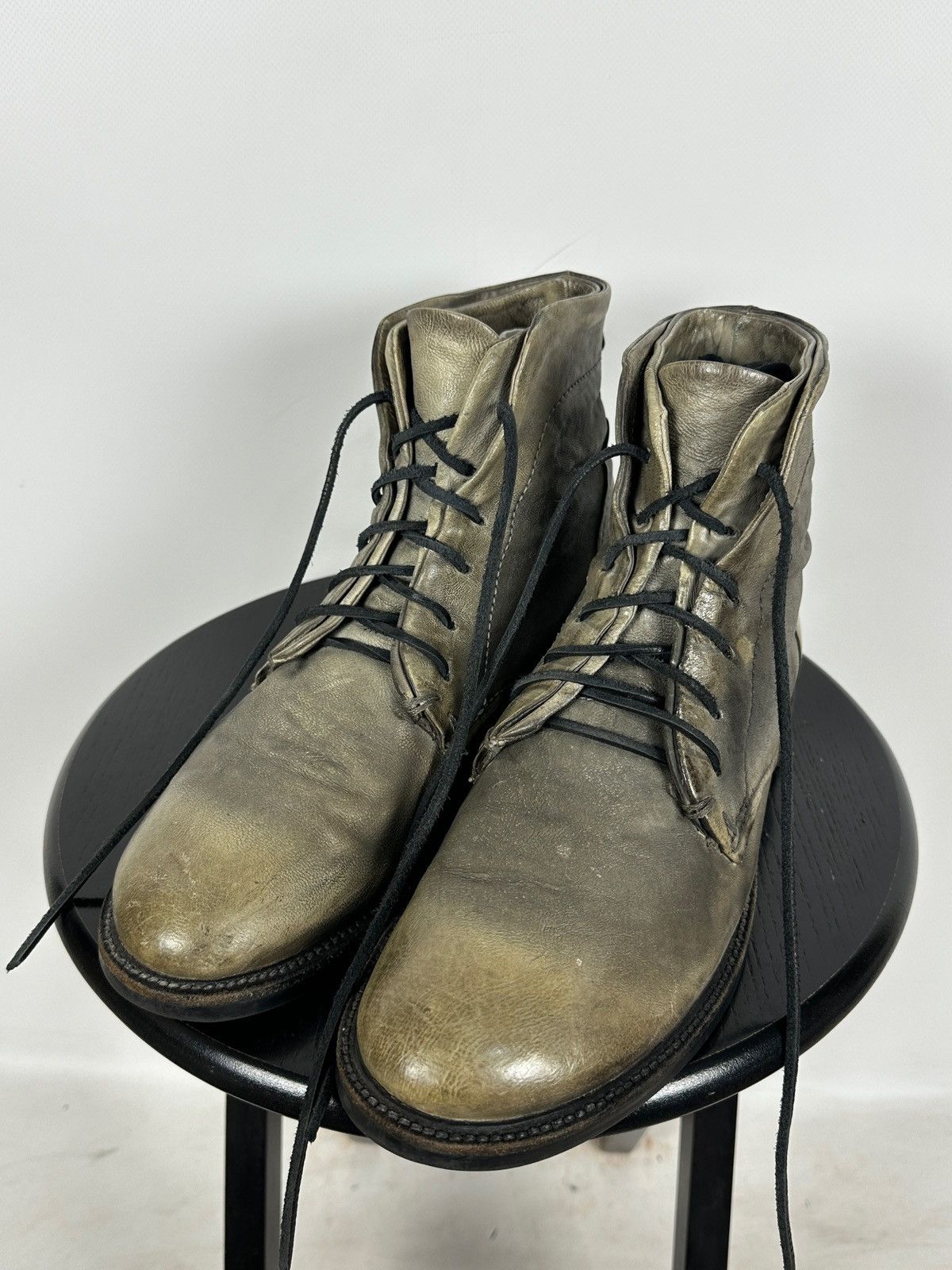 A.S.98 A.S.98 Distressed Leather Lace Up Ankle Boots Guidi Style Size US 10 / EU 43 - 11 Thumbnail