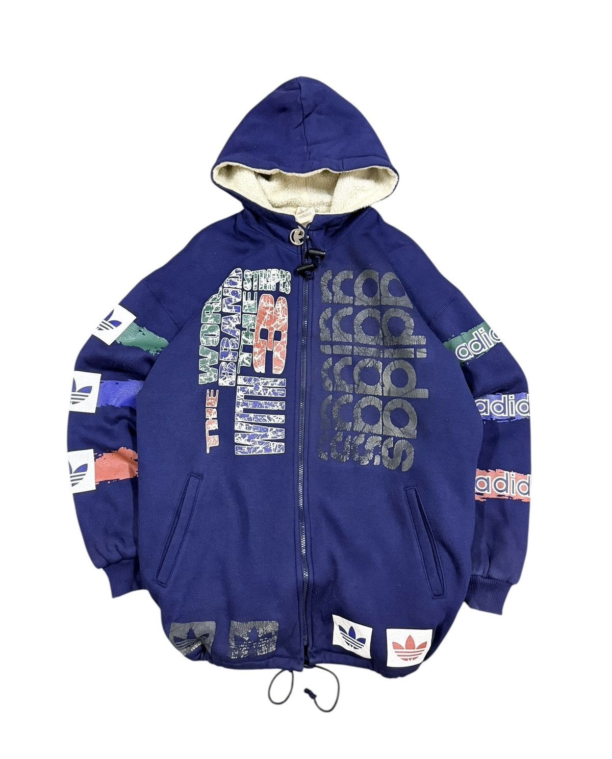 Adidas Vtg🔥90’s Adidas Ovp Logo Zipper Hoddie Sherpa Linning Jacket Size US M / EU 48-50 / 2 - 1 Thumbnail