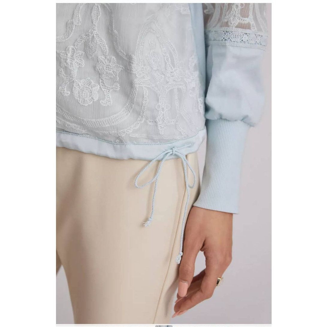 Anthropologie New Anthropologie TINY Long Sleeve Lace Top $120 XS Blue Size XS / US 0-2 / IT 36-38 - 3 Thumbnail