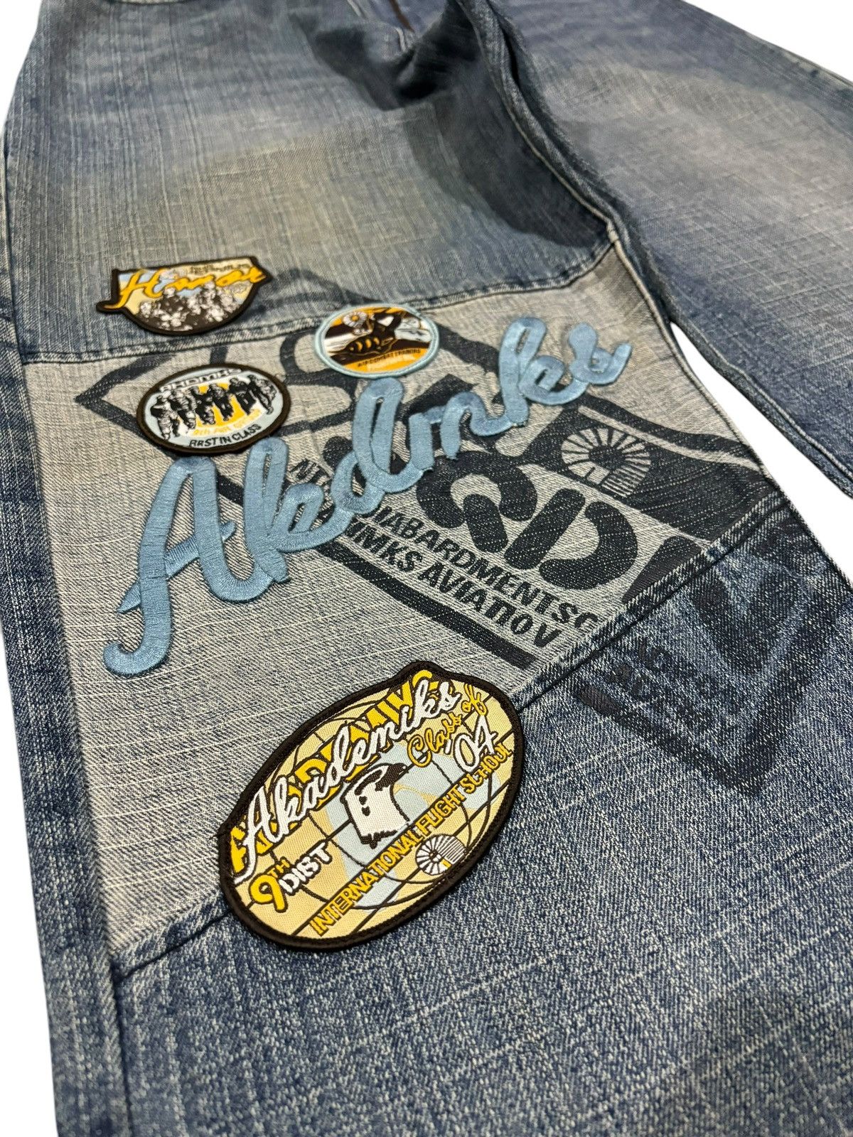 Akademiks × If Six Was Nine 90s Vtg Akademiks Baggy Wide Leg Patchwork Distressed Jeans Size US 32 / EU 48 - 4 Thumbnail
