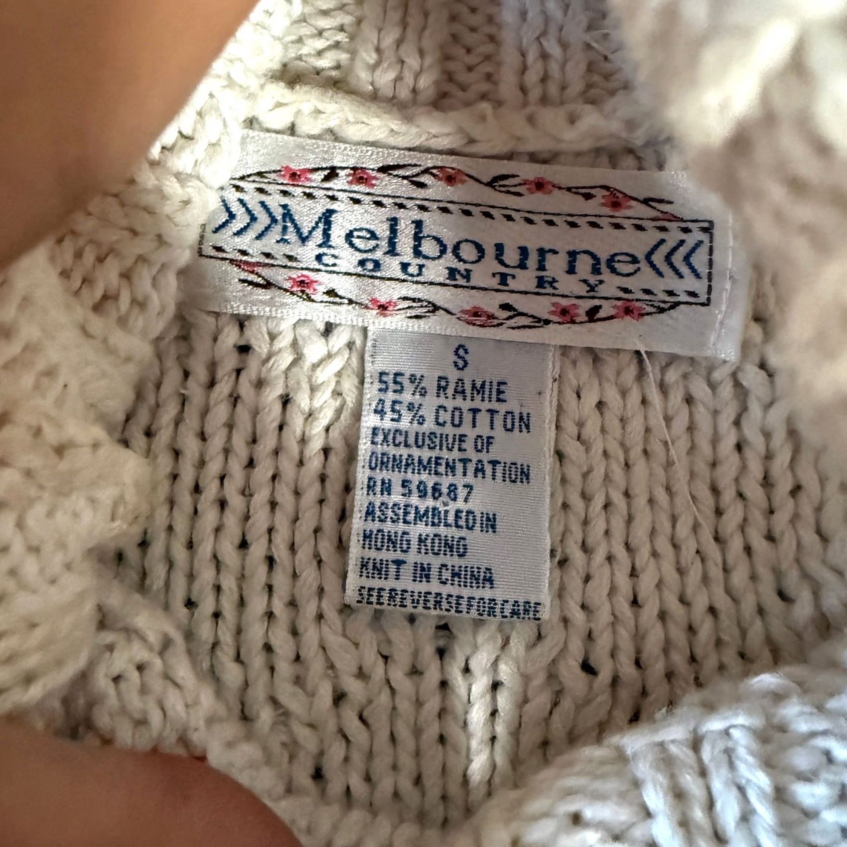 Vintage VINTAGE Melbourne Knit Sweater Small Cream Chunky Floral Country Y2k Longsleeve S Womens Size S / US 4 / IT 40 - 3 Thumbnail