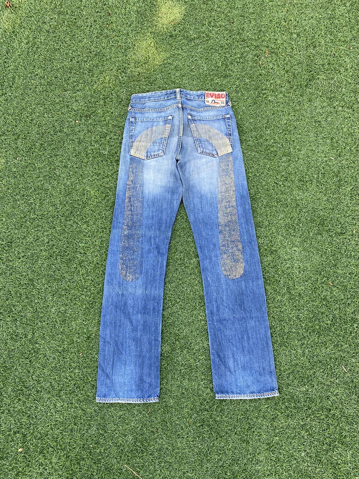 image of Evisu Daicock Acid Wash Jeans in Denim, Men's (Size 30)