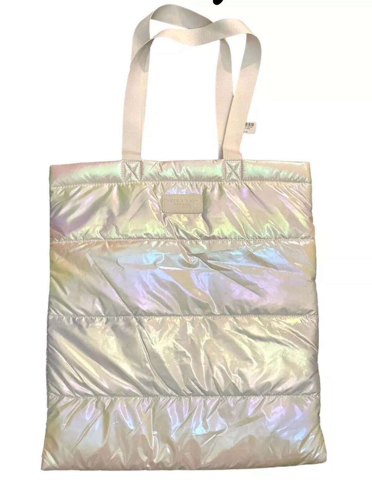 Designer BATH & BODY WORKS WHITE IRIDESCENT PUFFER TOTE BAG Size ONE SIZE - 1 Thumbnail