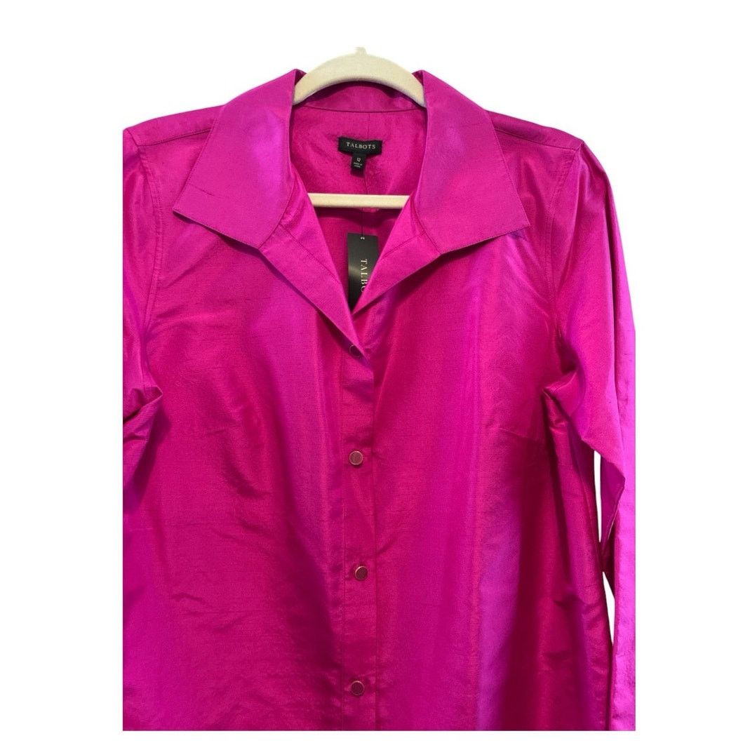 Talbots Talbots silk taffeta fuchsia long sleeve blouse NWT Size XL / US 12-14 / IT 48-50 - 3 Thumbnail