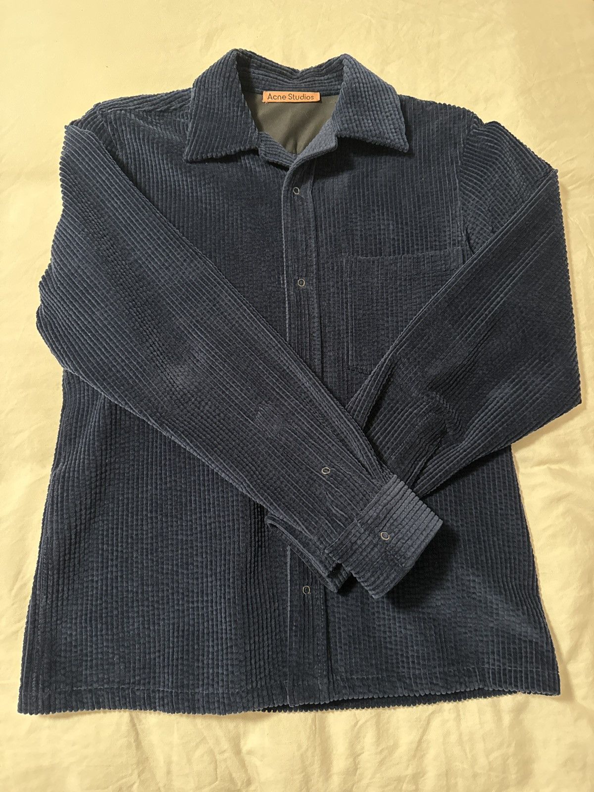 image of Acne Studios Corduroy Button Shirt Jacket in Blue, Men's (Size Small)