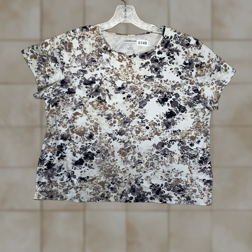 Croft & Barrow VINTAGE Croft & Barrow Floral T-Shirt Women 1X Plus Size Short Sleeve Cotton Casual Summer Size XL / US 12-14 / IT 48-50 - 1 Thumbnail