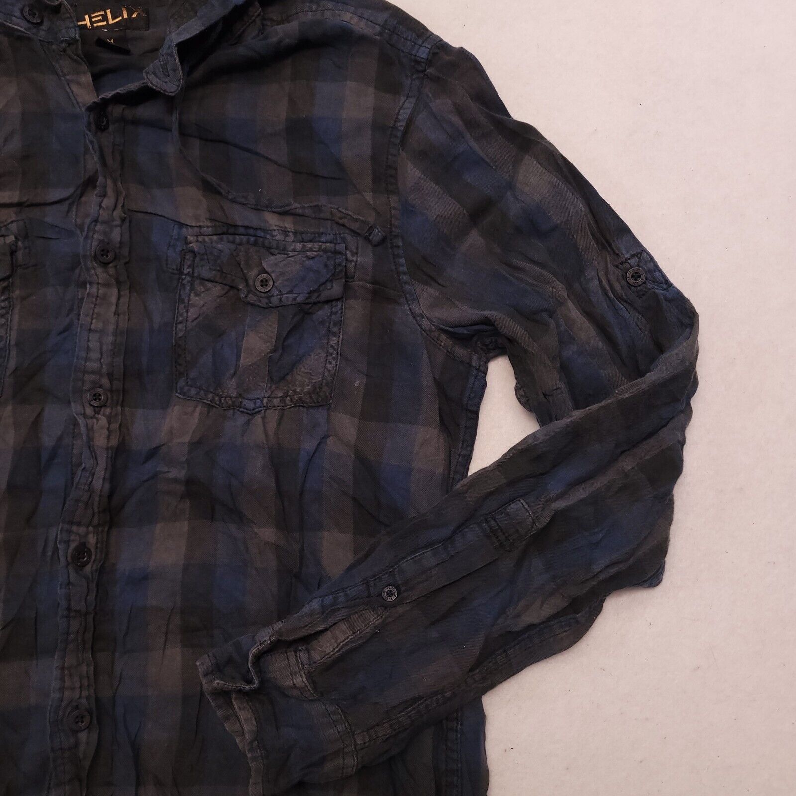 Helix Helix Casual Button Up Hoodie Mens Size Medium M Blue Plaid Size US M / EU 48-50 / 2 - 6 Thumbnail