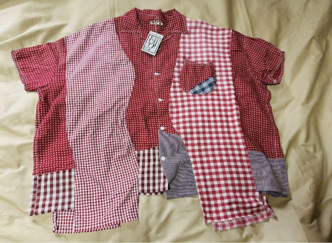 Kapital KAPITAL KOUNTRY Check Patchwork Oversized Shirt Red Size ONE SIZE - 2 Thumbnail