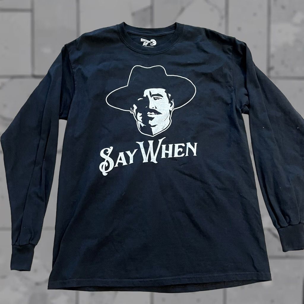 Vintage VINTAGE American AF Say When Black Long Sleeve Cotton Tee Mens Size L USA Size US L / EU 52-54 / 3 - 1 Thumbnail