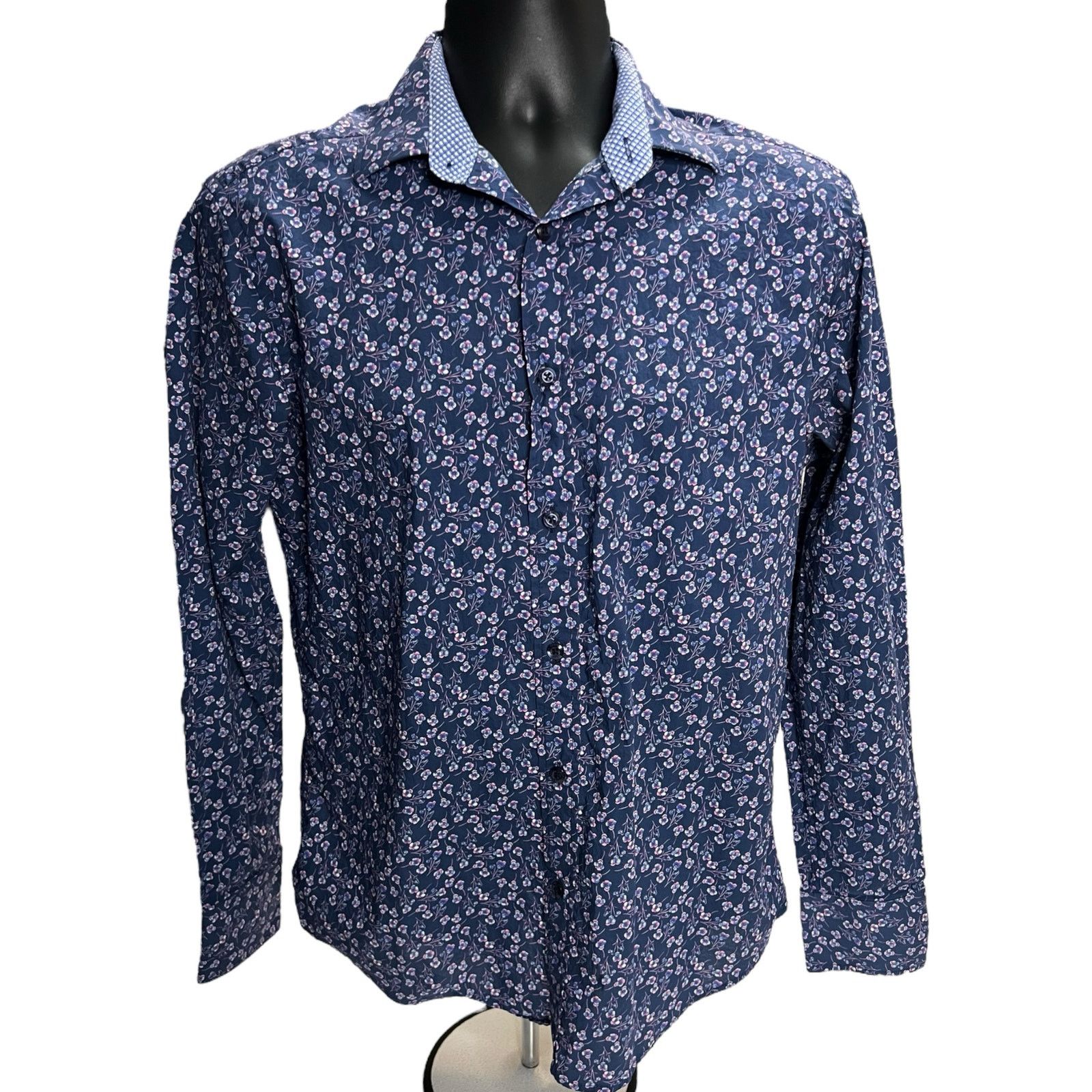 Other QUIETI Men’s Floral Button-Up Shirt Navy Blue Long Sleeve Size US S / EU 44-46 / 1 - 1 Thumbnail