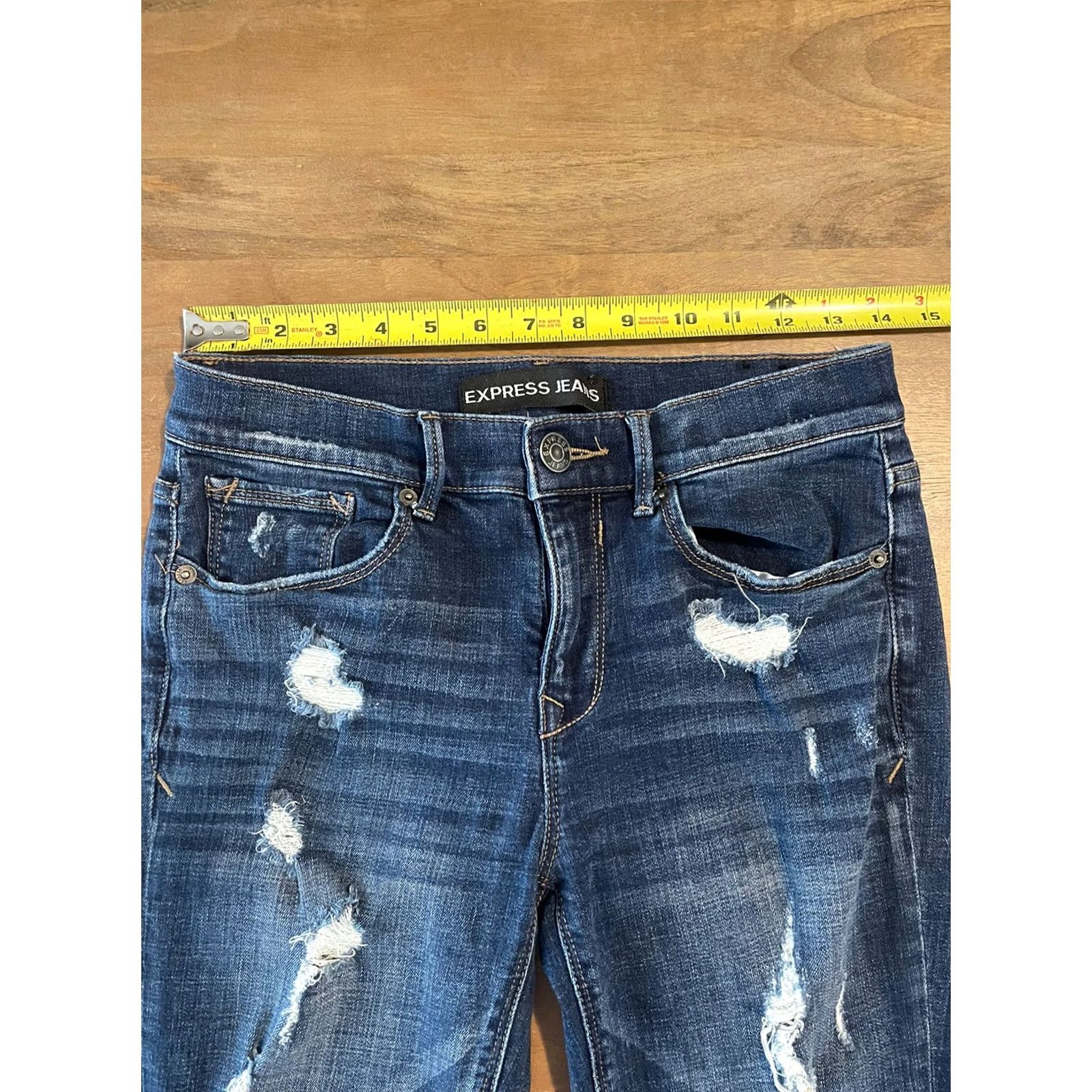 Express Express Jeans Womens 4 28x25 Mia Mid Rise Ankle Cuff Distressed Skinny Denim Jeans Size 28" / US 6 / IT 42 - 5 Thumbnail