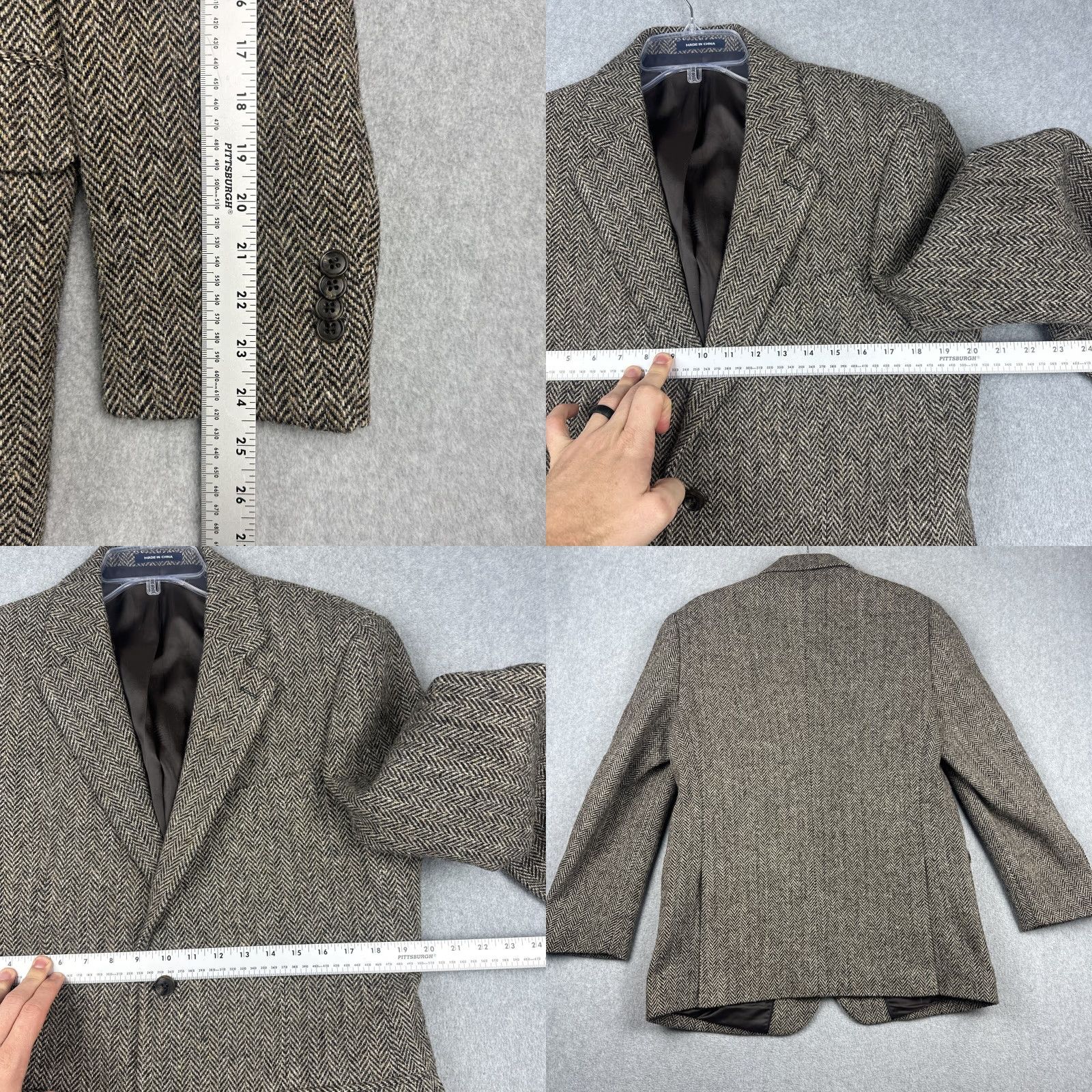 Harris Tweed Harris Tweed Paul Fredrick Blazer Mens 40R Herringbone 100% Wool Sports Jacket Size 40R - 8 Thumbnail