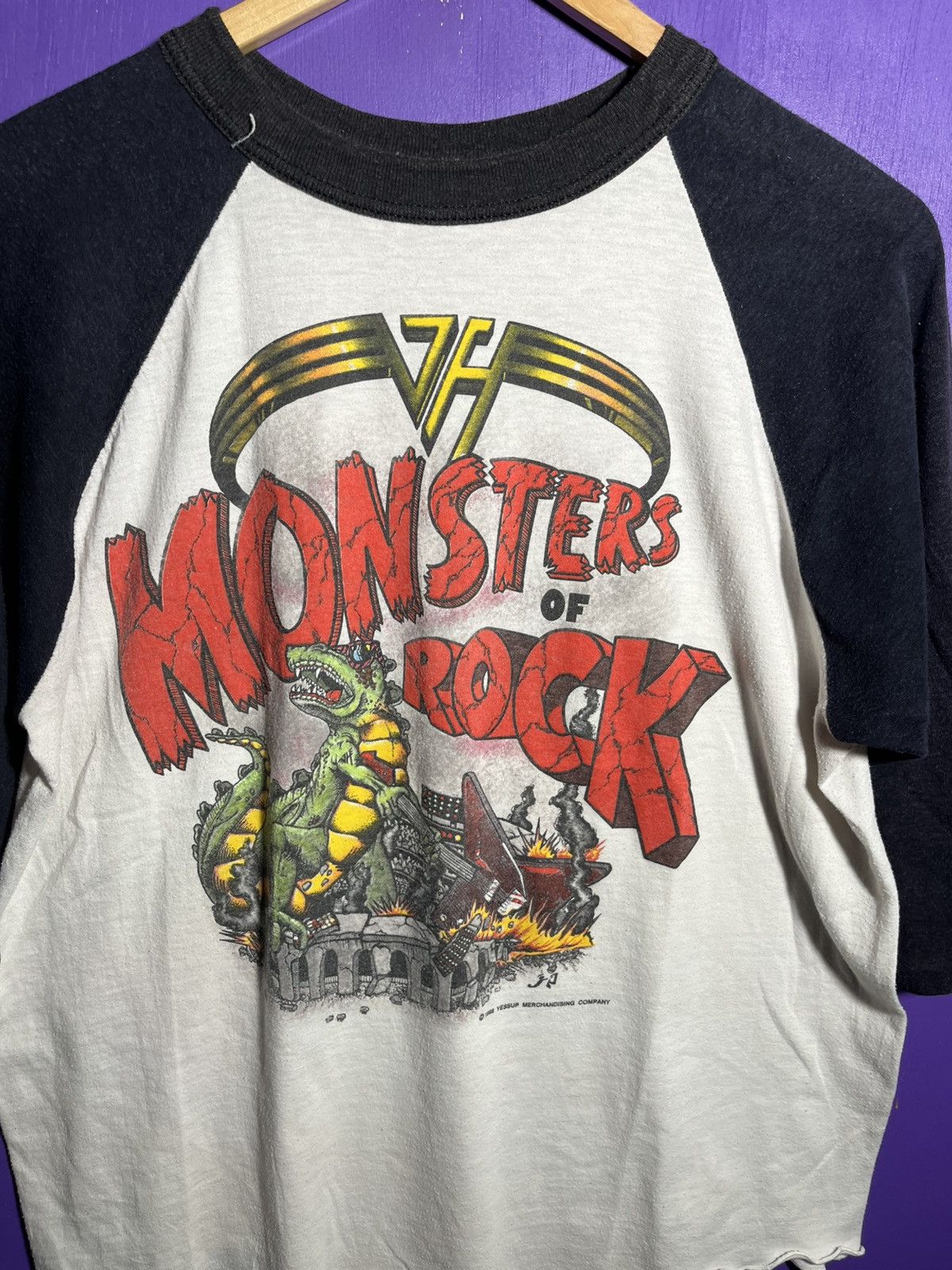 Band Tees × Vintage Vintage 1988 Van Halen monsters of rock raglan tour tee Size US L / EU 52-54 / 3 - 3 Thumbnail