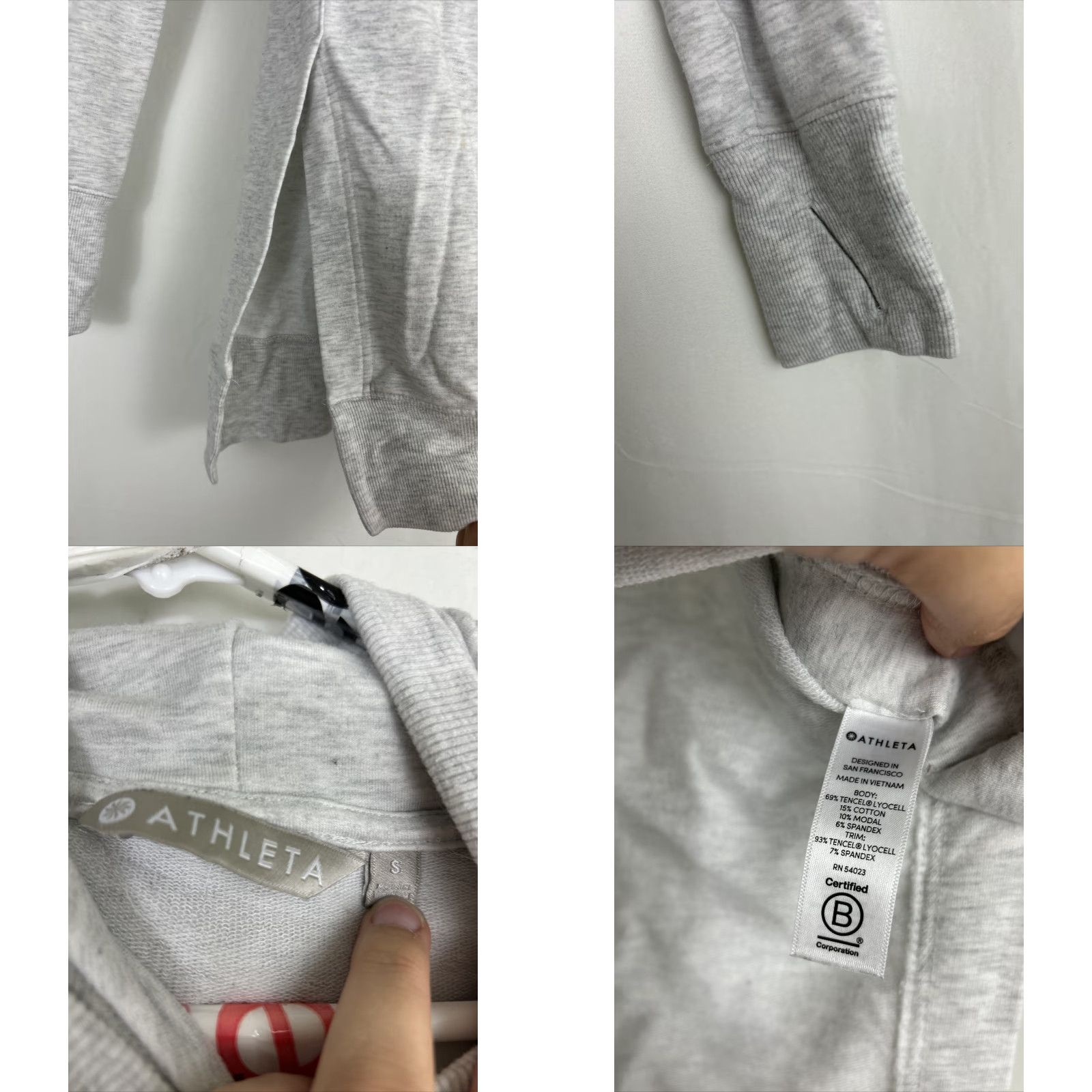 Athleta Athleta Hoodie Women S Gray Pullover Split Sides Thumb Hole 445925-00 Short Description: stains on front 20 chest 27.5 length 21.5 sleeves Size S / US 4 / IT 40 - 8 Thumbnail