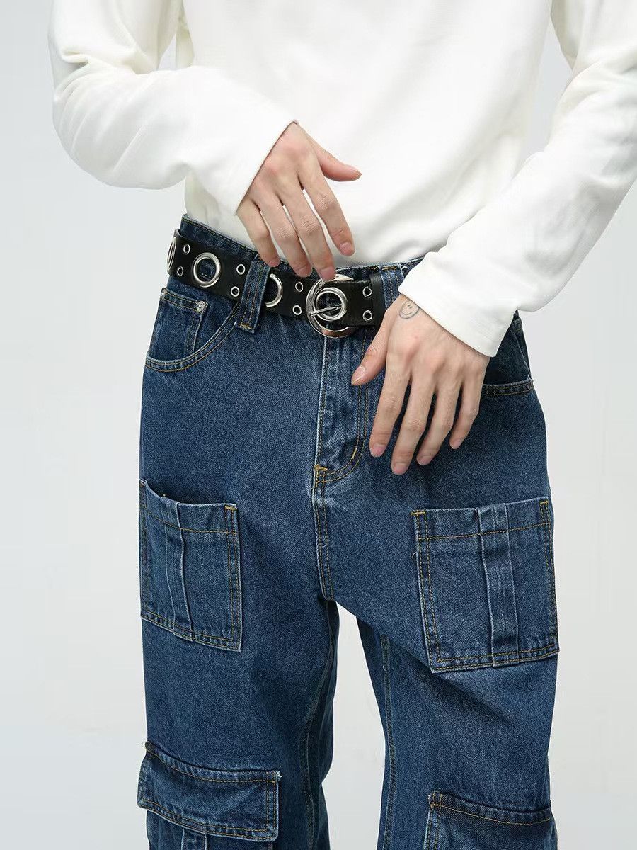 Japanese Brand × Jean Heavyweight Vintage Multi-Pocket Loose Fit Work Jeans Size US 32 / EU 48 - 3 Thumbnail
