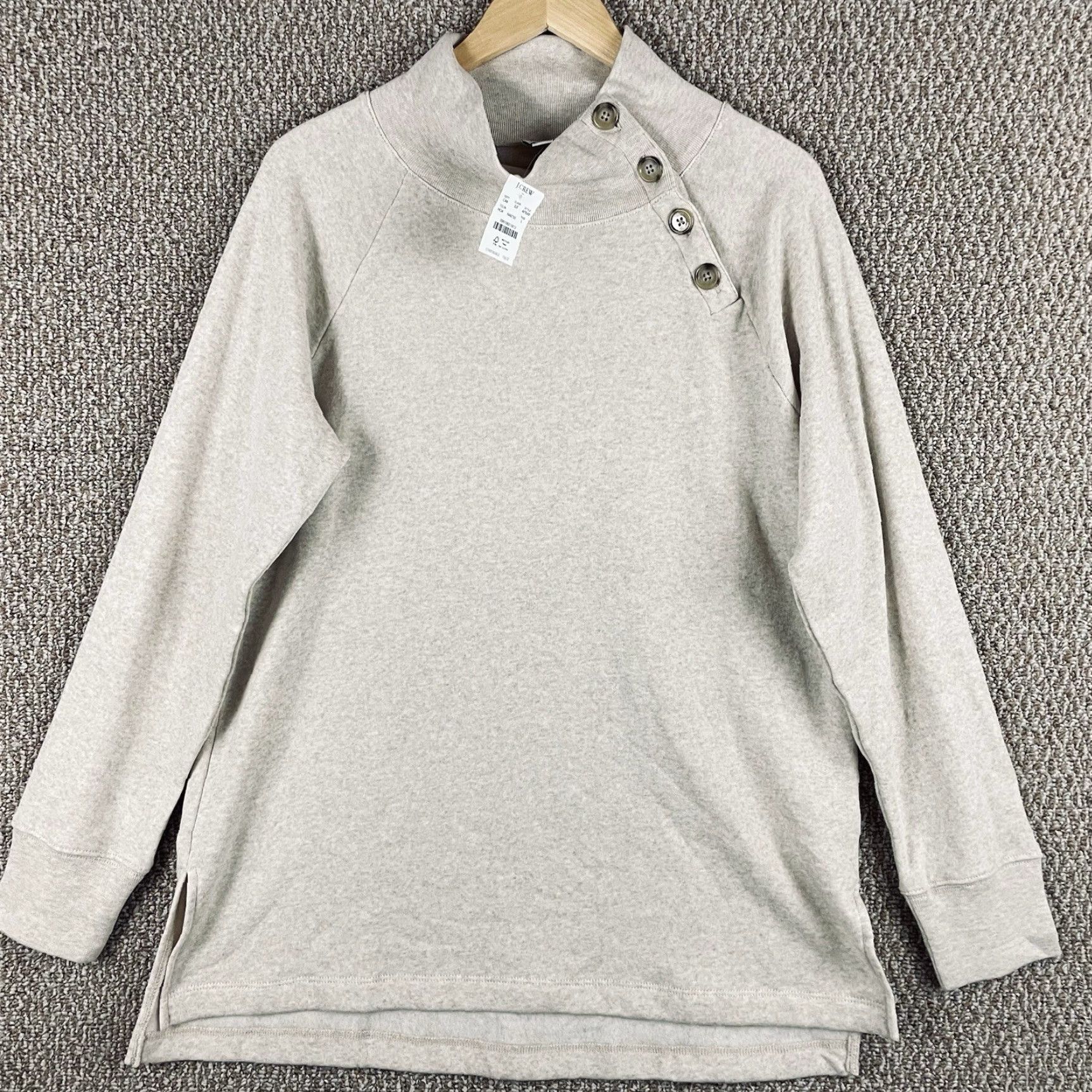 J.Crew J. Crew Sweatshirt Womens Large Tunic Button-Collar Pullover Oatmeal Beig e NWT L Size L / US 10 / IT 46 - 2 Thumbnail