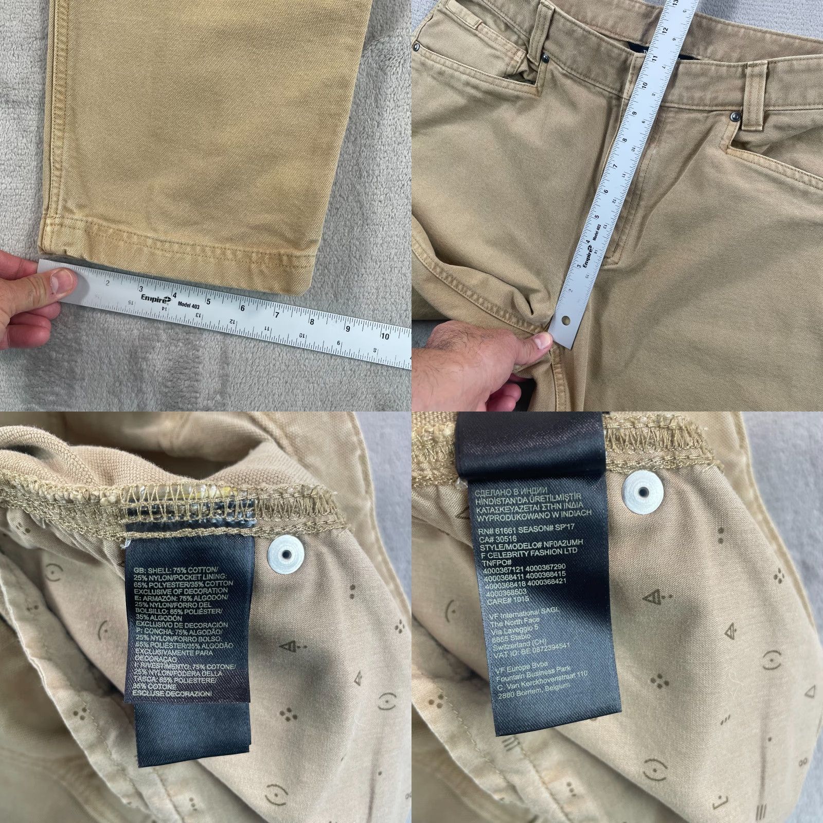 The North Face The North Face Campfire Pants Men 36x31 Beige Canvas Articulated Knee Hike Climb Size US 36 / EU 52 - 8 Thumbnail