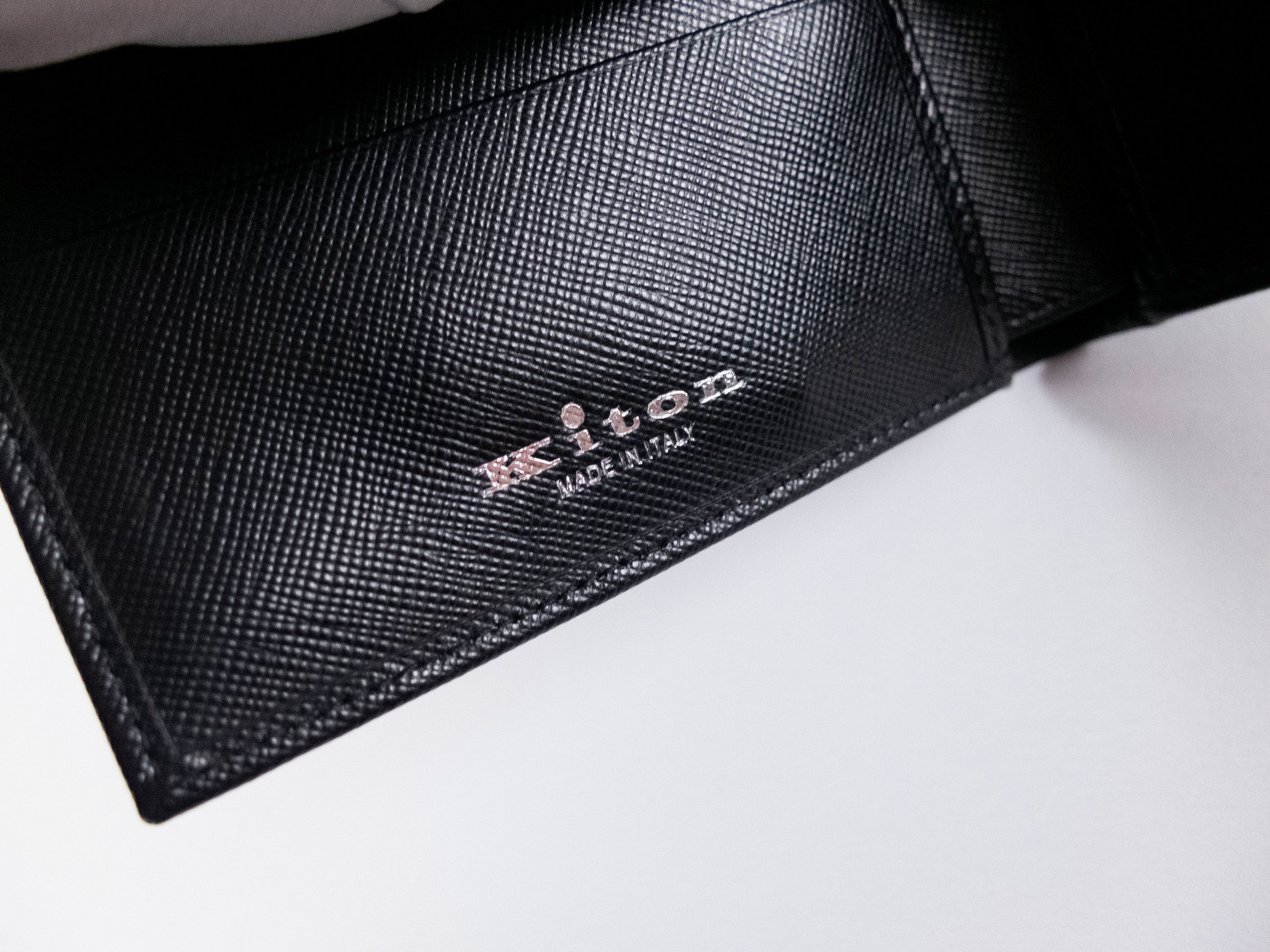 Kiton KITON Napoli black textured leather bifold wallet authentic Size ONE SIZE - 6 Thumbnail
