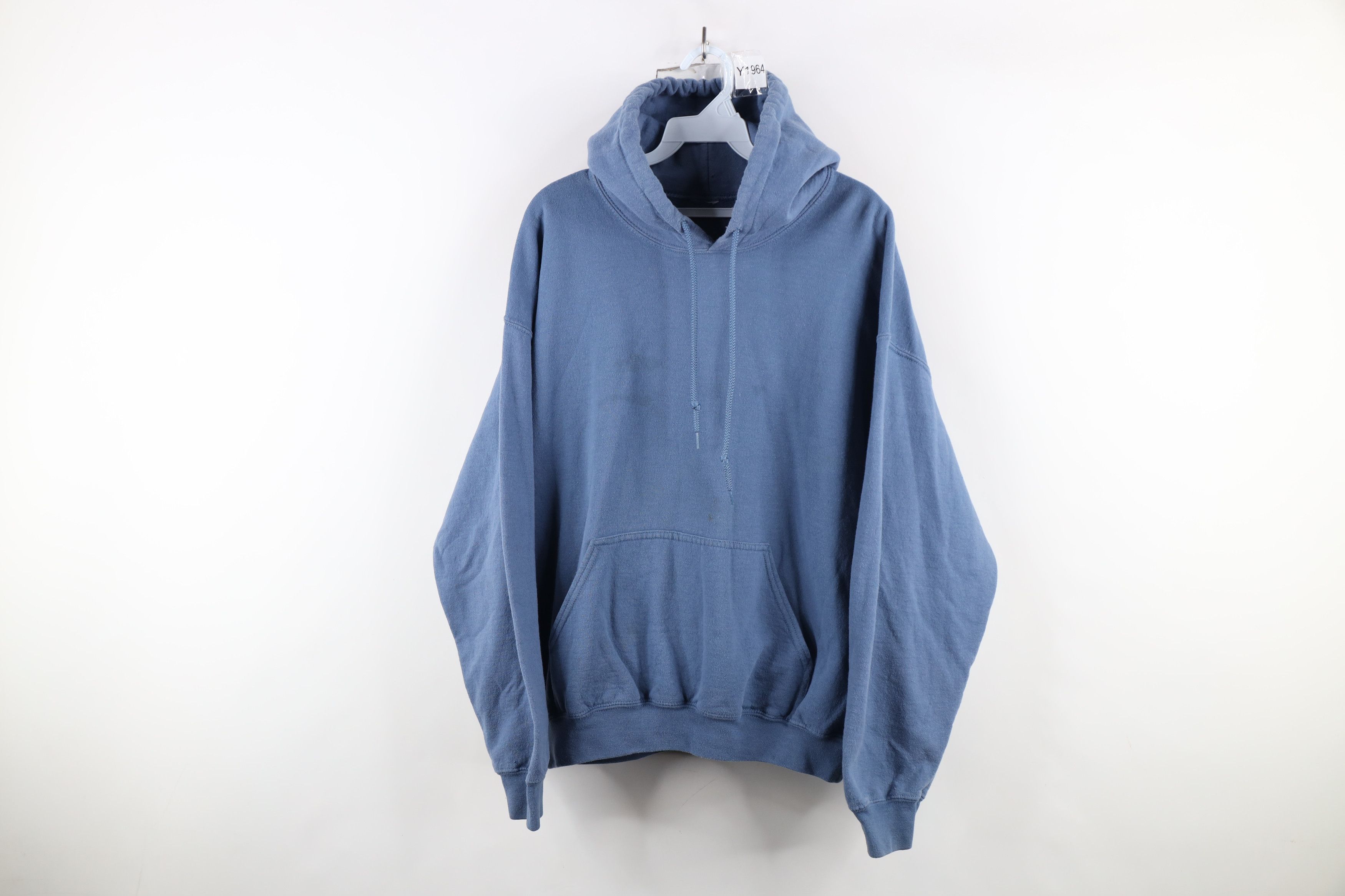 Vintage Vintage 90s Streetwear Distressed Hoodie Sweatshirt Blue Size US XL / EU 56 / 4 - 1 Thumbnail