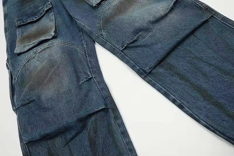 Japanese Brand × Jean Streetwear Tie Dye Pleated Baggy Cargo Jeans Size US 28 / EU 44 - 7 Thumbnail