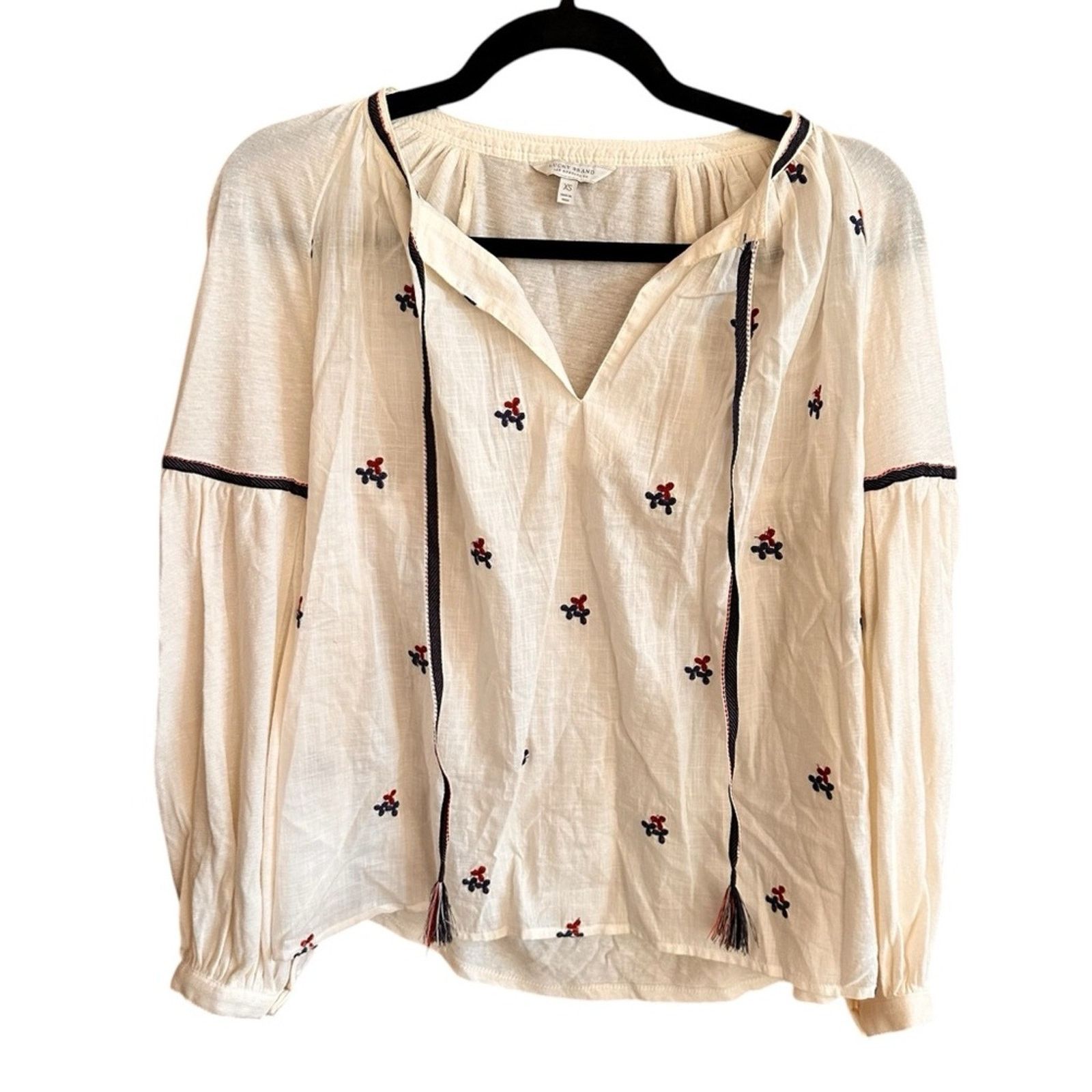 Lucky Brand Lucky Brand Boho Floral Embroidered Blouse – White – Size XS Size XS / US 0-2 / IT 36-38 - 1 Thumbnail