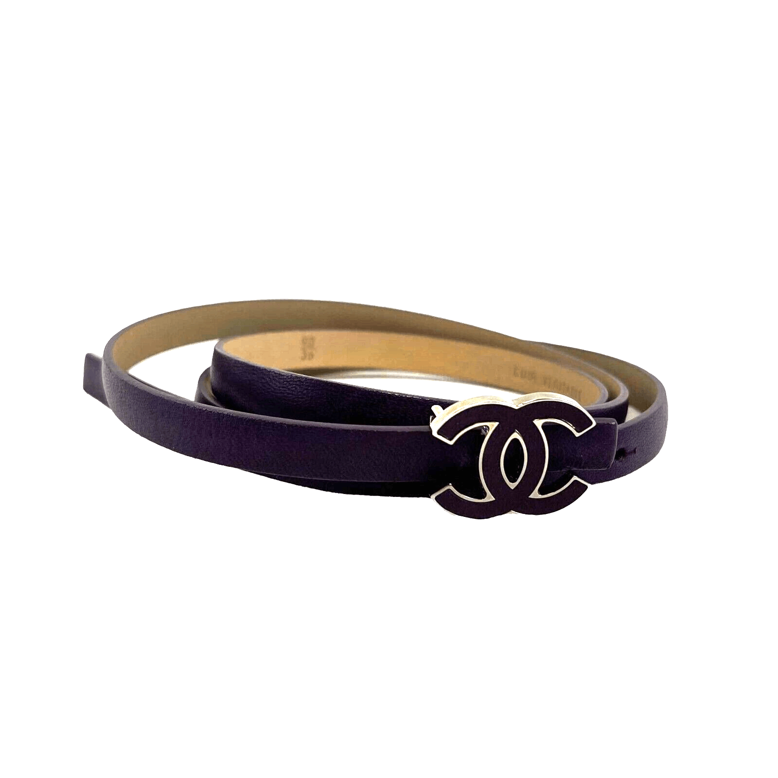 image of Chanel Pristine Skinny Cc Logo Leather Purple Belt 90/36 2012, Women's