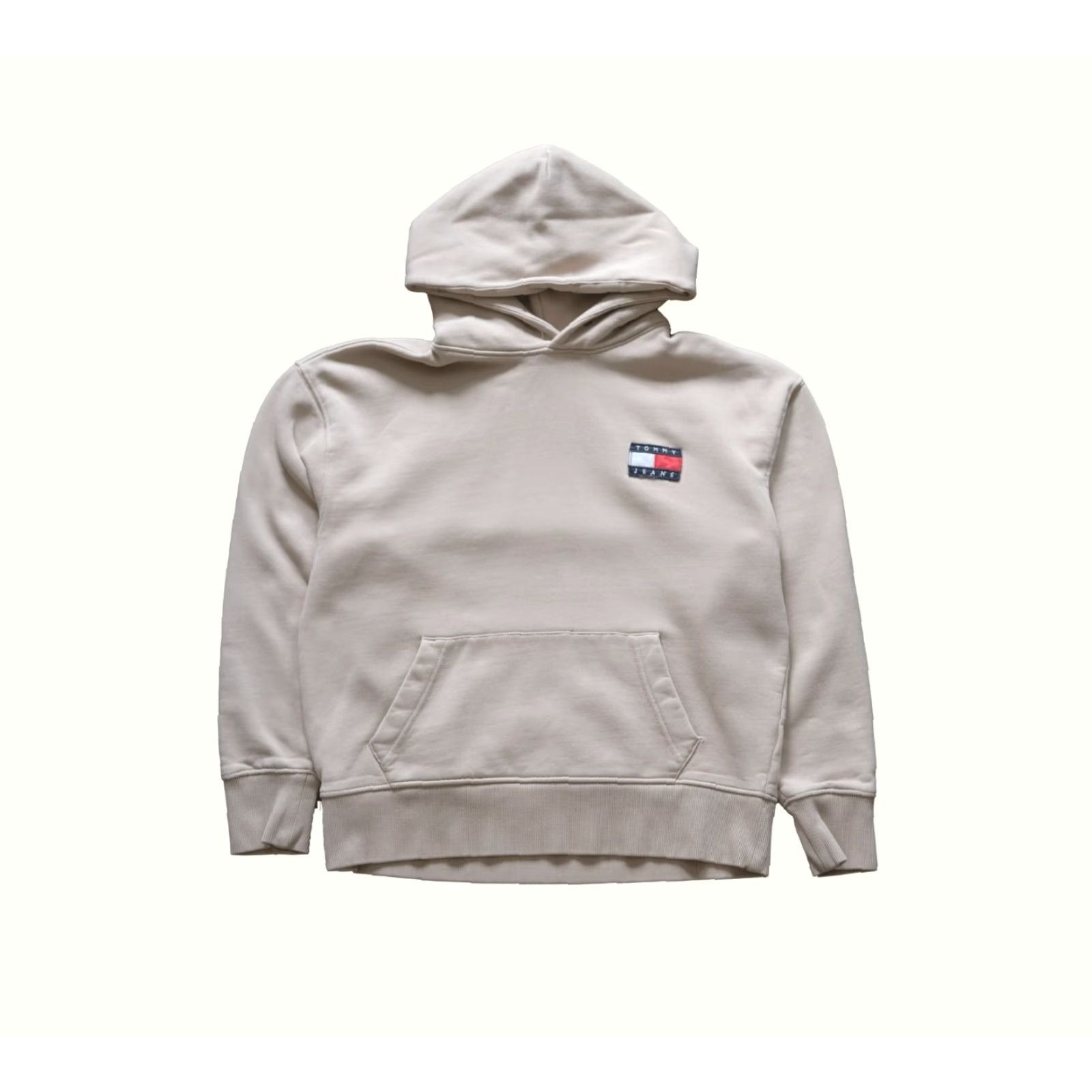Tommy Hilfiger VINTAGE Tommy Hilfiger Tommy Jeans Hoodie Sweatshirt Beige XS Mens 90s Patch Pulloverhoodie Size US XS / EU 42 / 0 - 2 Thumbnail
