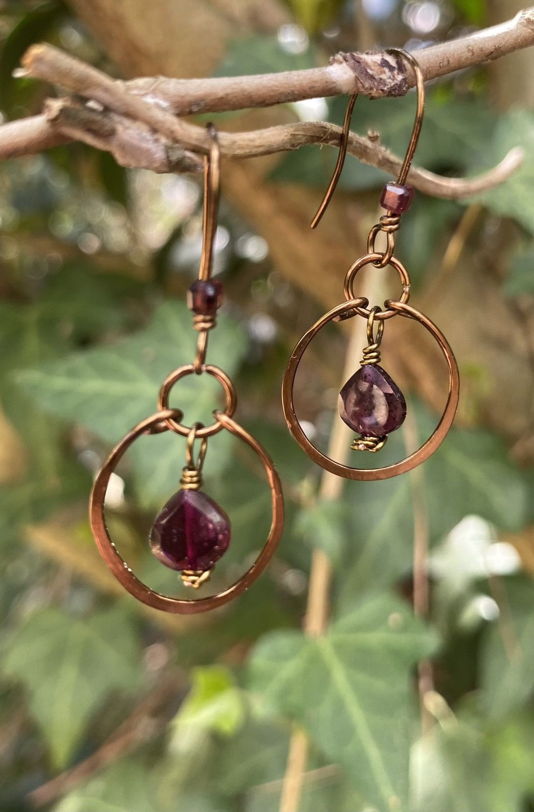 Handmade Garnet Hoops Size ONE SIZE - 2 Thumbnail