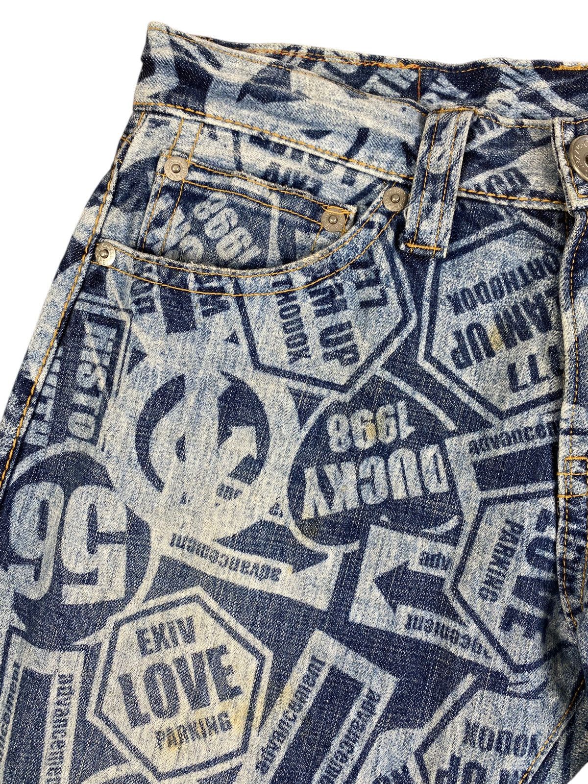 Japanese Brand Y2K 2000’s CO&LU “Stamp Print” Denim Size US 32 / EU 48 - 3 Thumbnail