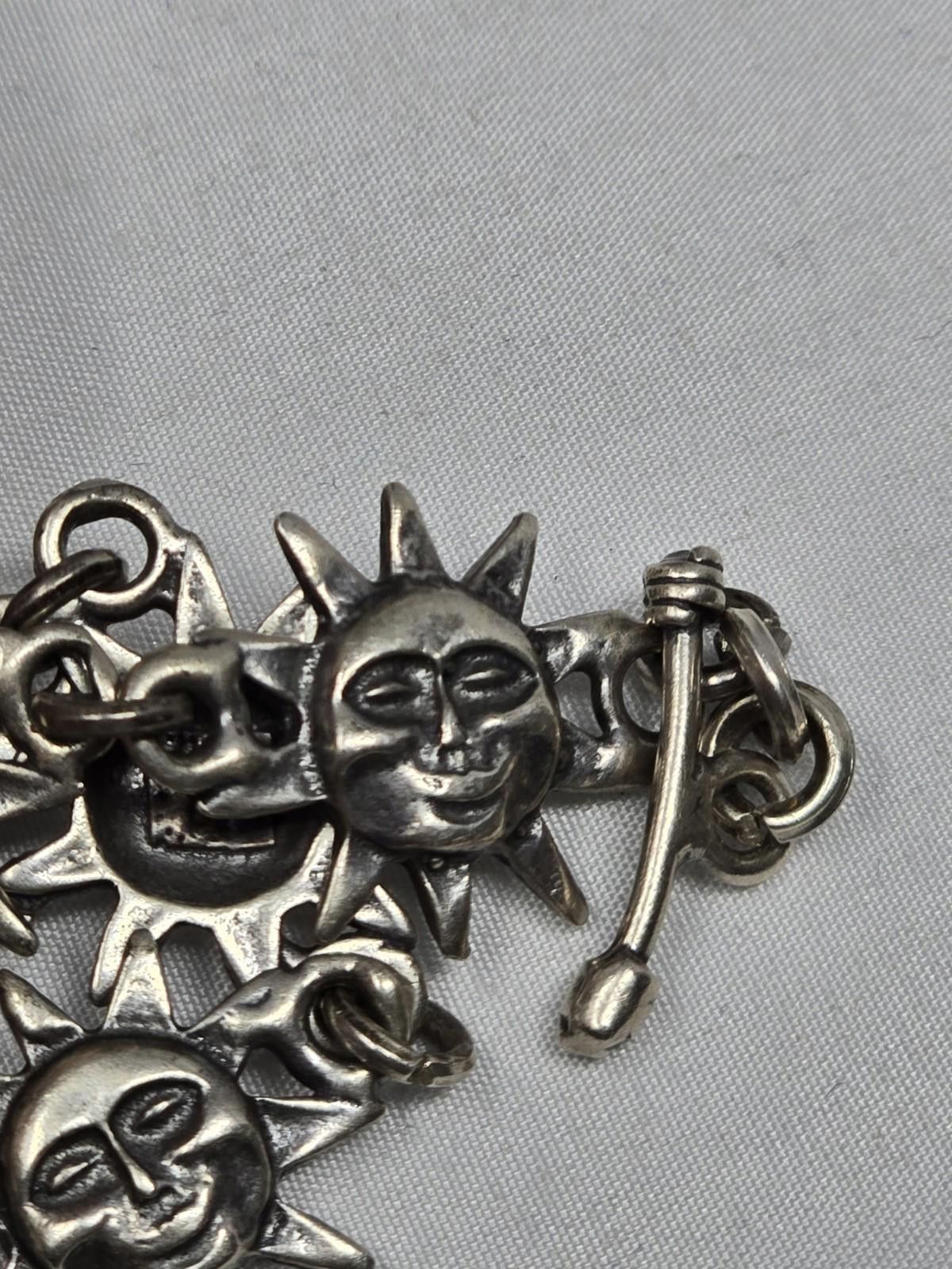 The Unbranded Brand Vintage 925 Sterling Silver Smiling Sun Chain Bracelet 7" Size ONE SIZE - 6 Thumbnail