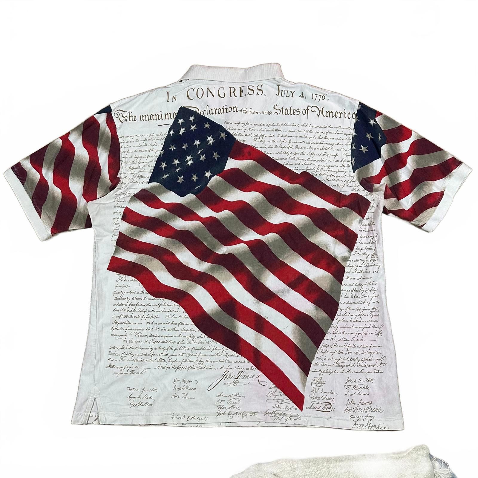 Other American Summer Mens Polo XXL White Red Blue American Flag Size US XL / EU 56 / 4 - 2 Thumbnail
