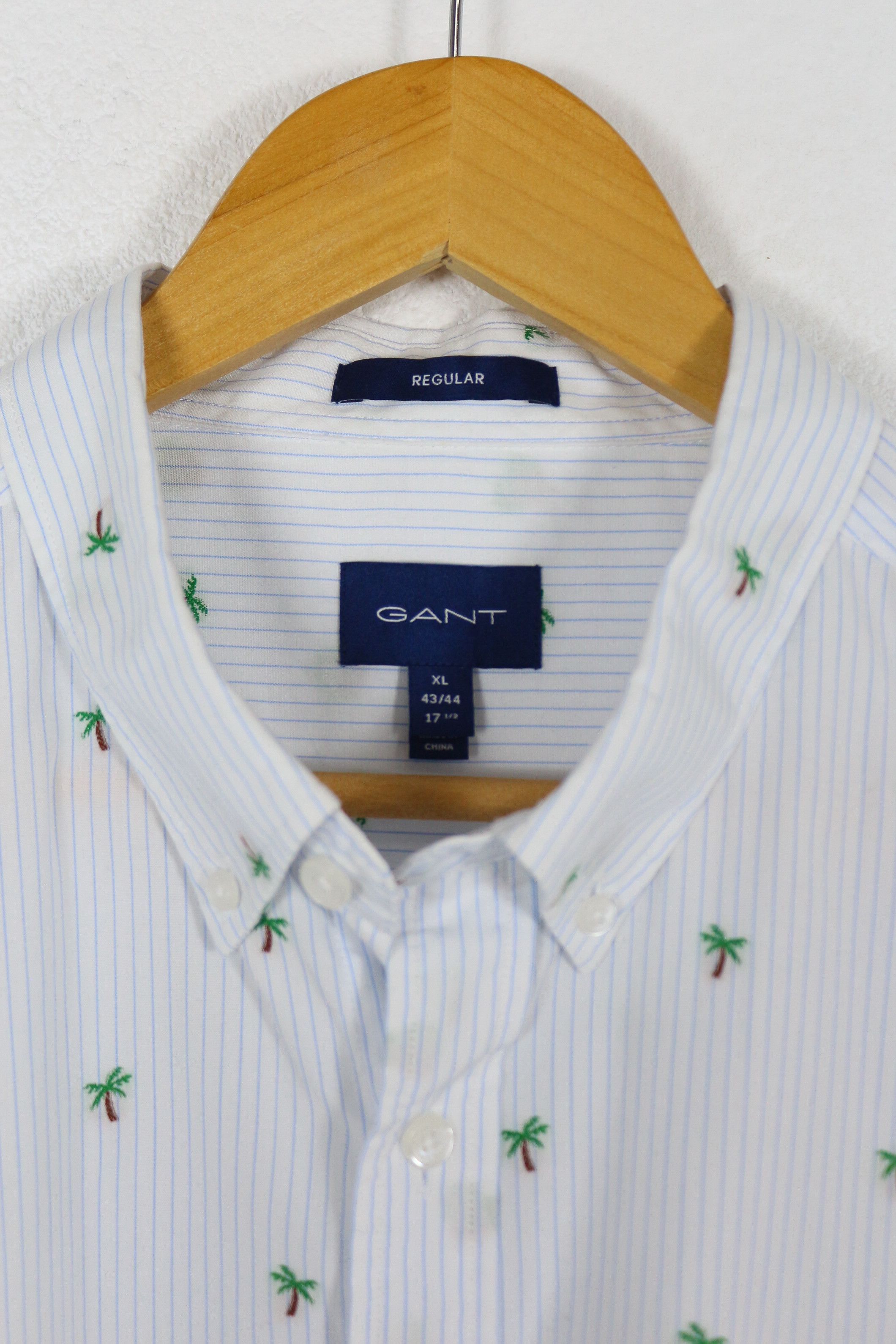 Gant × Vintage Gant Palm Tree Printed Striped Oxford Shirt Preppy NZ Size US XL / EU 56 / 4 - 2 Thumbnail