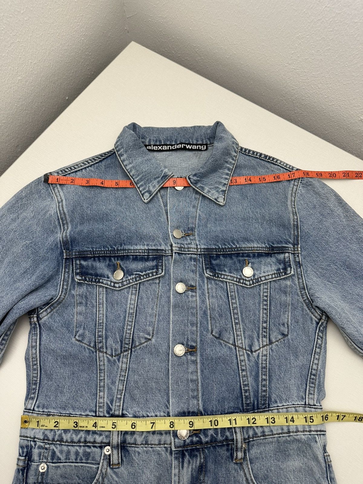 Alexander Wang Alexander Wang BITE Denim Romper High Rise Jumpsuit ButtonUp Size 32" / US 10 / IT 46 - 14 Thumbnail