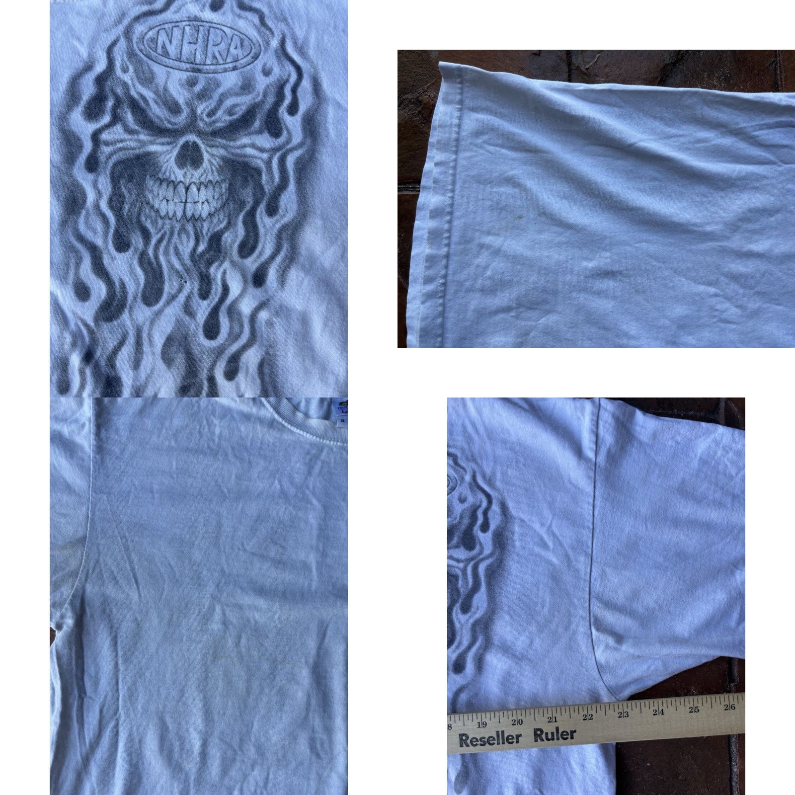 Doublet VINTAGE NHRA T-Shirt XL White Crew Neck Short Sleeve Double-Sided Graphic Print 90s Y2k Flame Skull Racing Mens Size US XL / EU 56 / 4 - 8 Thumbnail