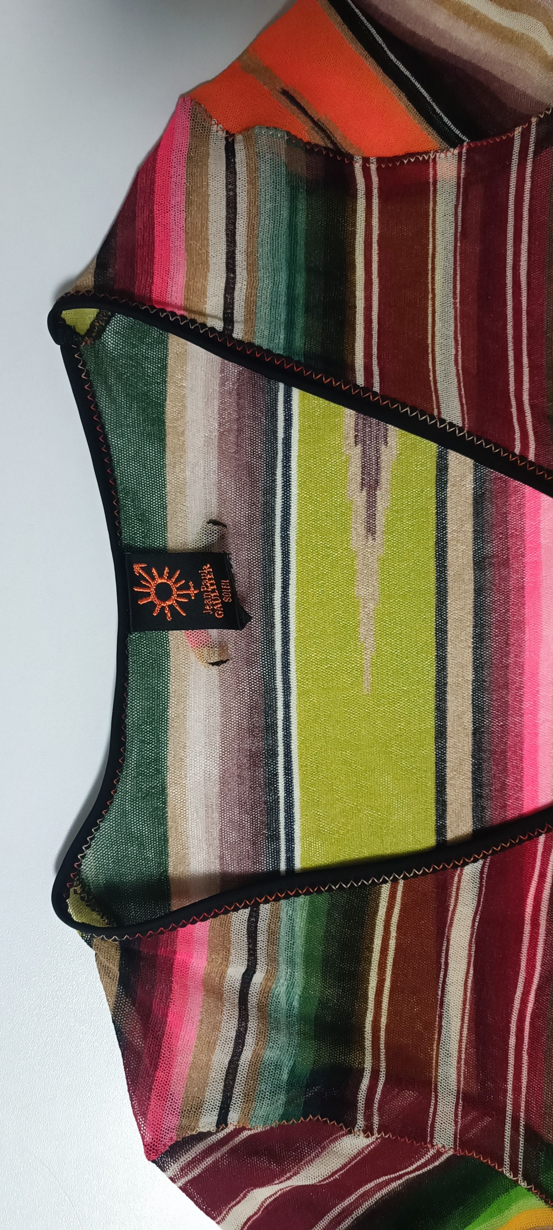 Jean Paul Gaultier SS2005 - Multicolor stripes mesh Crop top Size XS / US 0-2 / IT 36-38 - 6 Thumbnail
