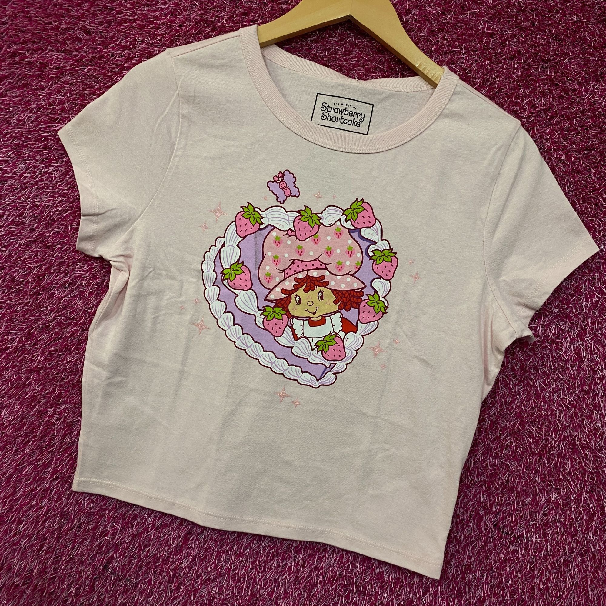 Other Strawberry Shortcake Heart Cake Glitter Women's Baby Tee XL Size XL / US 12-14 / IT 48-50 - 3 Thumbnail