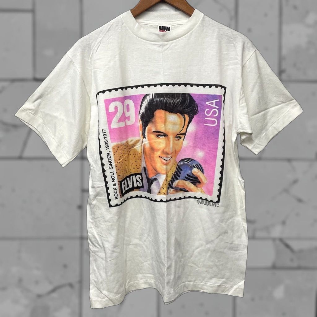 Vintage VINTAGE Elvis Memorial White Cotton single stitch Graphic Tee Mens XL USA Stitch T-Shirt Men's XL White USA Stitch Graphic Tee Size US XL / EU 56 / 4 - 1 Thumbnail