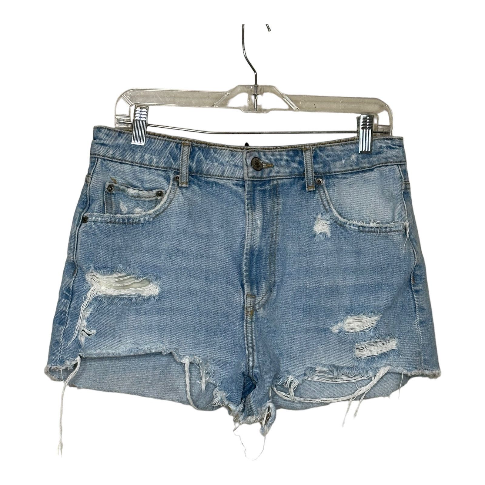 Zara Zara blue denim distressed jean shorts size 8 Size 30" / US 8 / IT 44 - 1 Thumbnail
