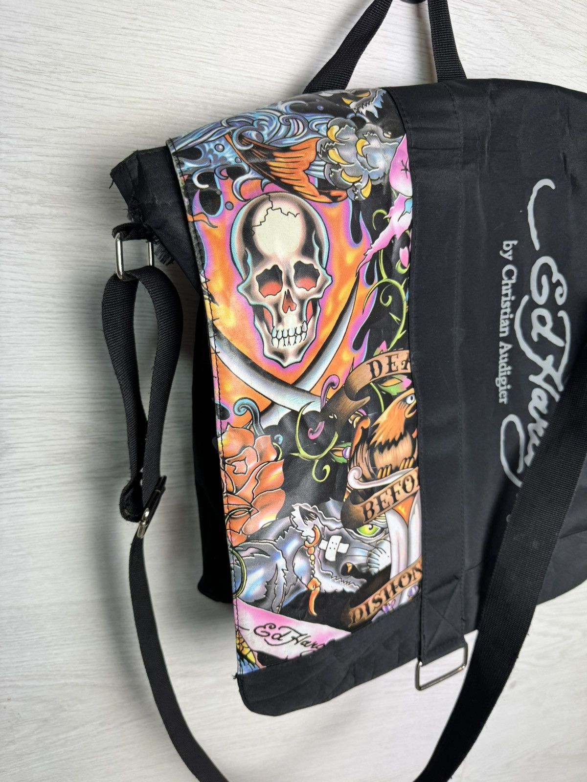 Ed Hardy Ed Hardy Tattoo Skull Messenger Bag by Christian Audigier Size ONE SIZE - 11 Thumbnail