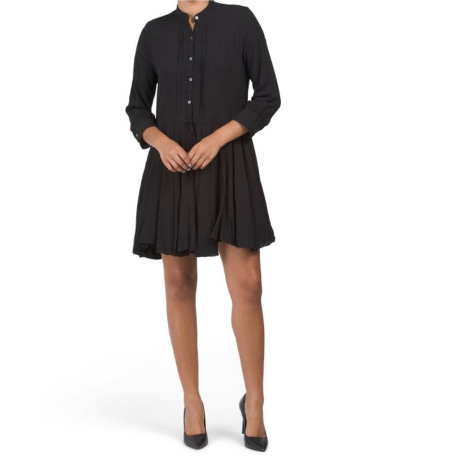 Zadig & Voltaire Zadig and Voltaire Ranil Black Handkerchief Button Dress Size L / US 10 / IT 46 - 1 Thumbnail