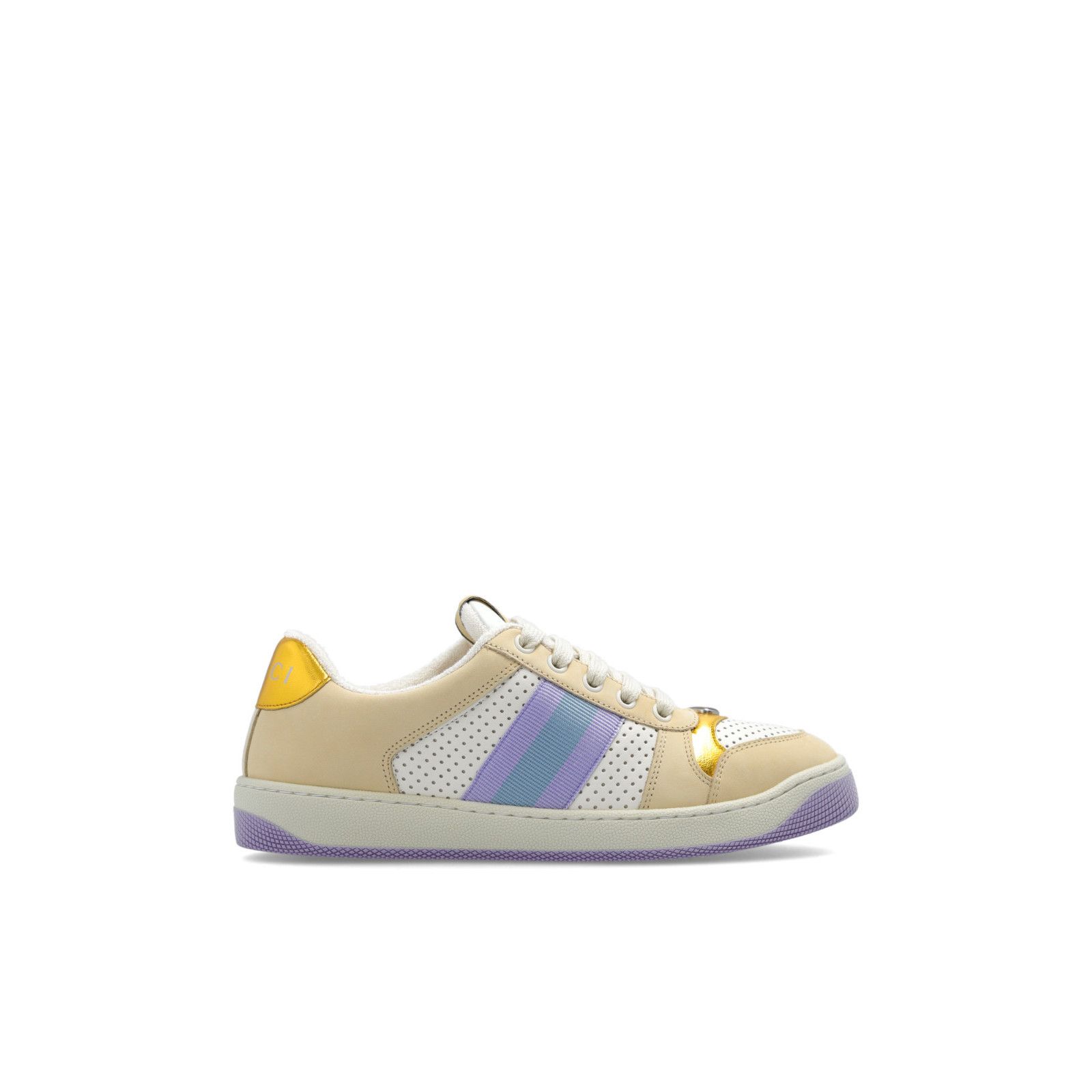 Gucci Screener Beige/Purple Sneakers New (Women's size:6;)