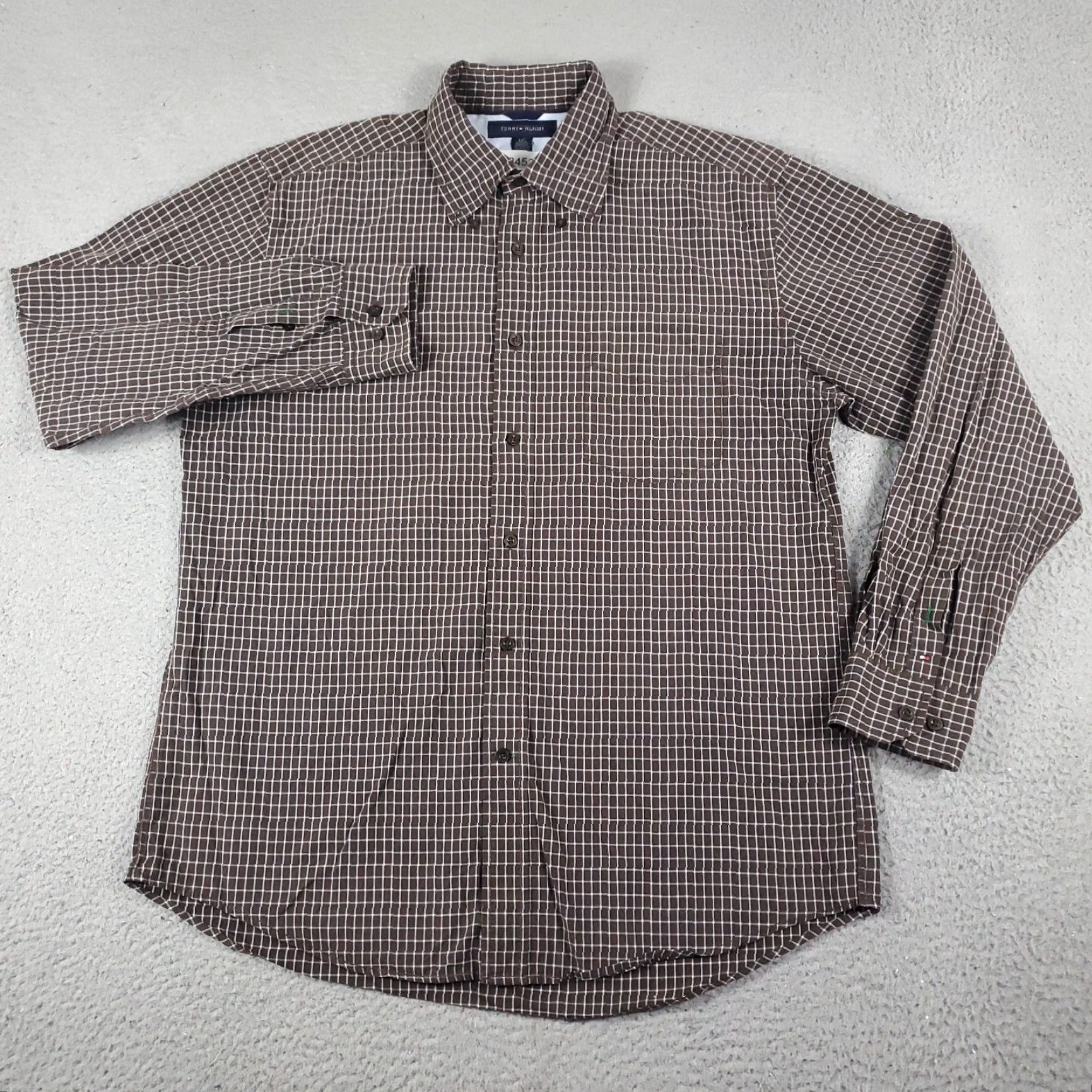 Tommy Hilfiger Tommy Hilfiger Shirt Mens Large Brown Check Button Up Long Sleeve Size US L / EU 52-54 / 3 - 2 Thumbnail