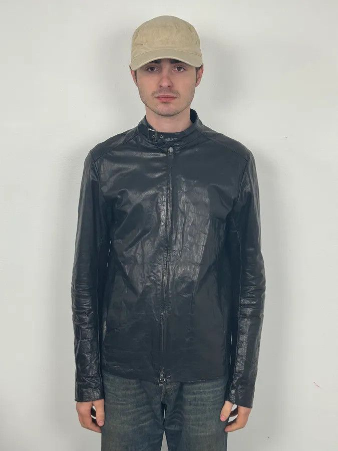 Vintage 2000s Archive Black Avant-Garde Leather Jacket Size US M / EU 48-50 / 2 - 2 Thumbnail