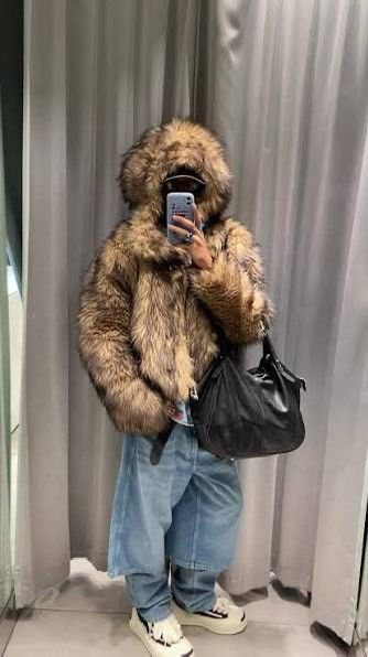H&M × Paco Rabanne Rabanne x H&M Animal Print Faux Fur Hooded Jacket Size M / US 6-8 / IT 42-44 - 2 Thumbnail
