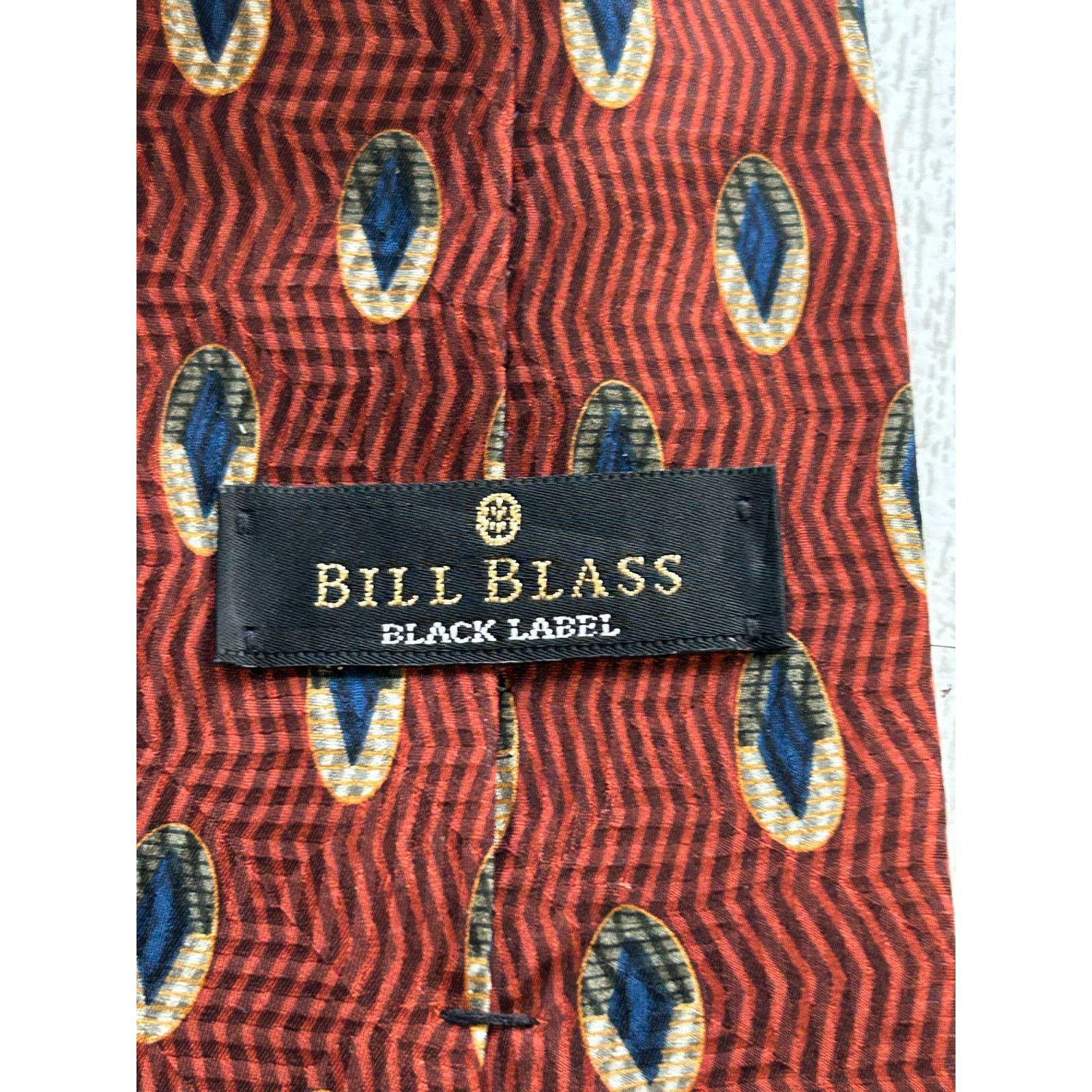 Bill Blass Bill Blass Black Teardrop and Geometric Design Silk Tie Size ONE SIZE - 6 Thumbnail