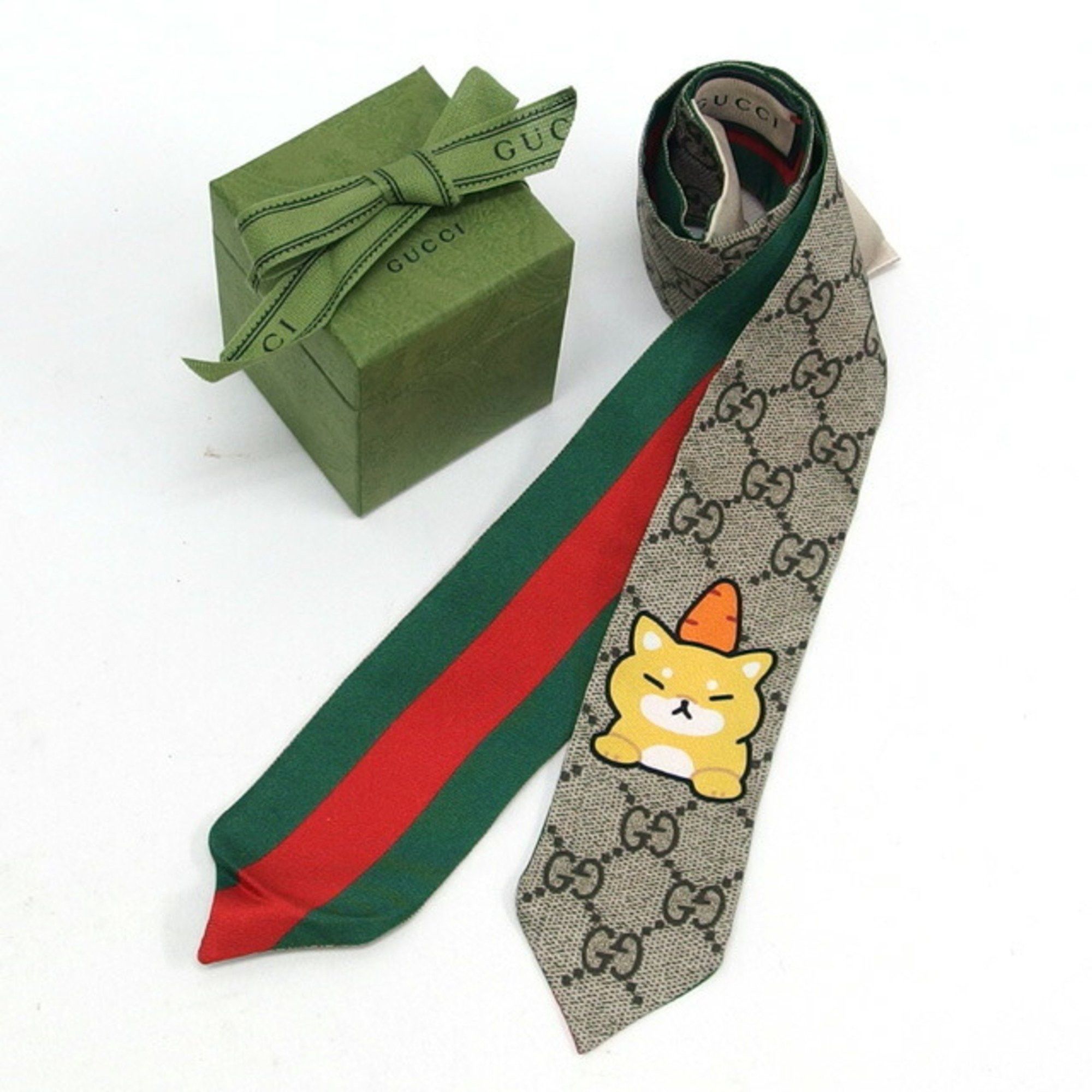 image of Gucci GG Pattern Sherry Line Neck Bow in Beige, Women's