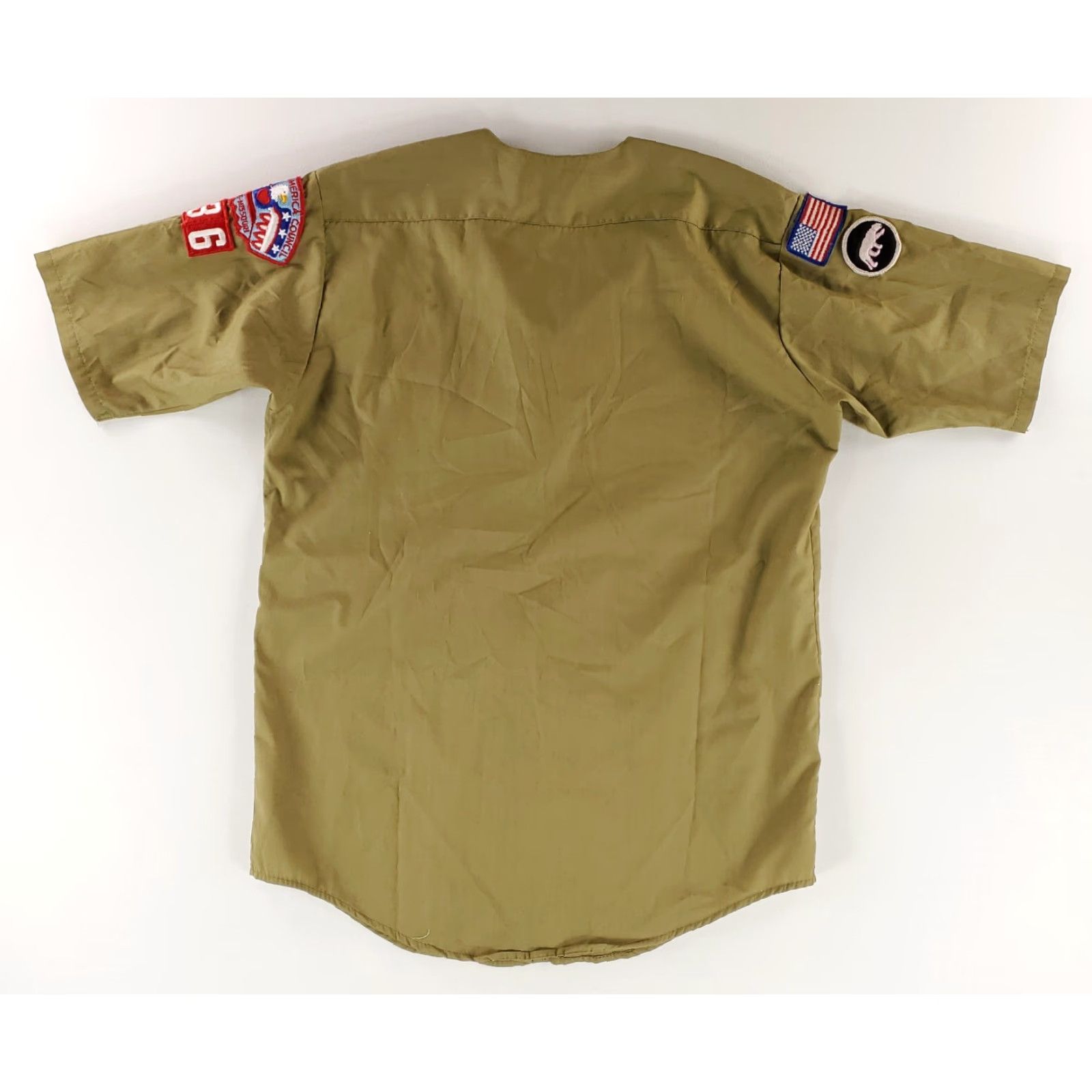 Vintage VINTAGE Boy Scouts of America Shirt Short Sleeve Green Mens M 70s Collarless Summer Shirt Stains Patches Size US M / EU 48-50 / 2 - 5 Thumbnail