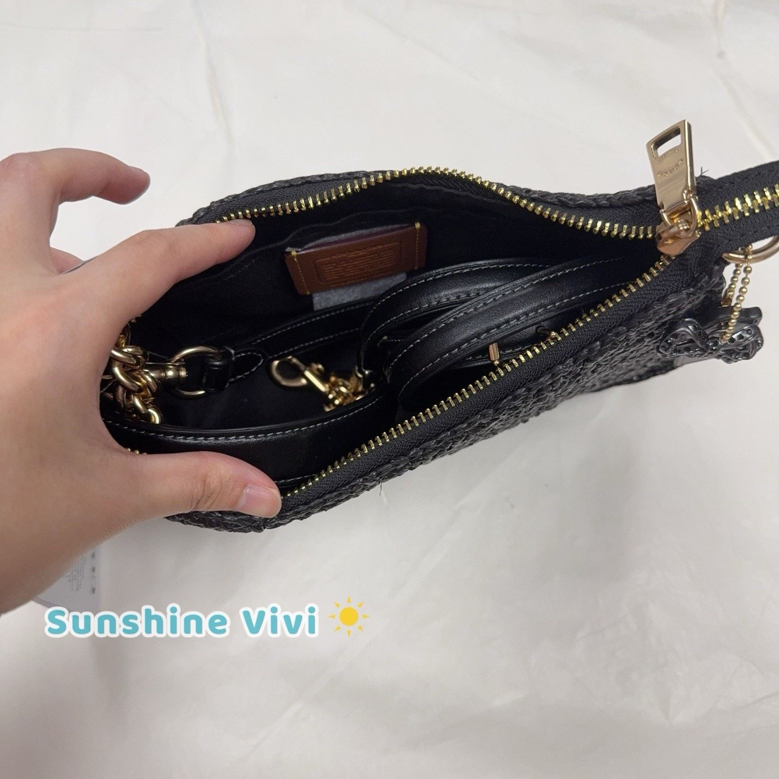 Coach NWT Coach Teri Shoulder Bag Crossbody CBI17 Straw Gold/Black Size ONE SIZE - 5 Thumbnail