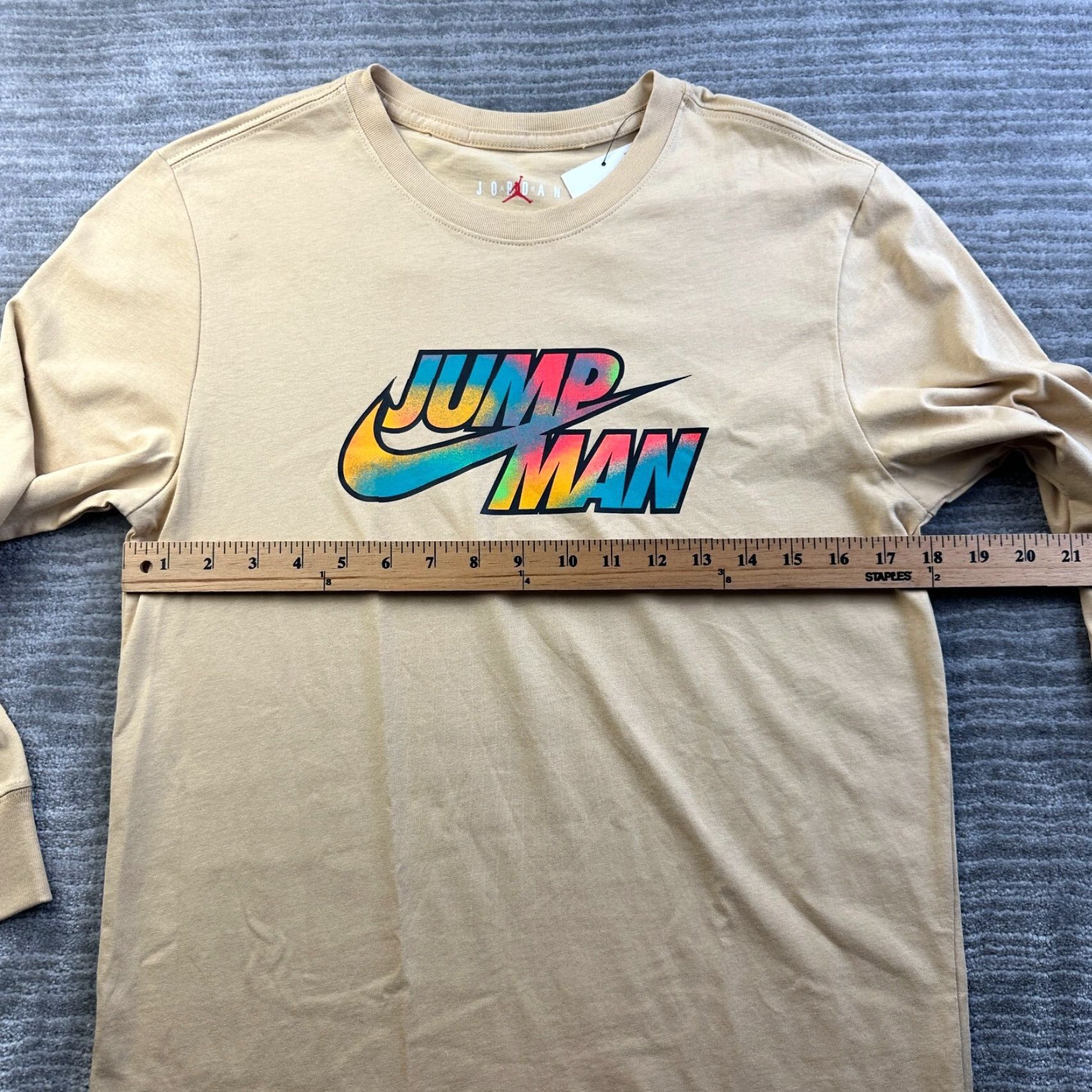 Jordan Brand NEW Jordan Shirt Mens Small Beige Tan Long Sleeve Graphic Sneakerhead Jumpman Size US S / EU 44-46 / 1 - 8 Thumbnail