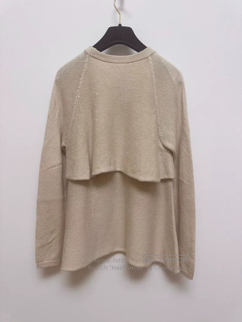 Brunello Cucinelli Brunello Cucinelli Beige Cashmere Sequin Knit Top Size S / US 4 / IT 40 - 2 Thumbnail